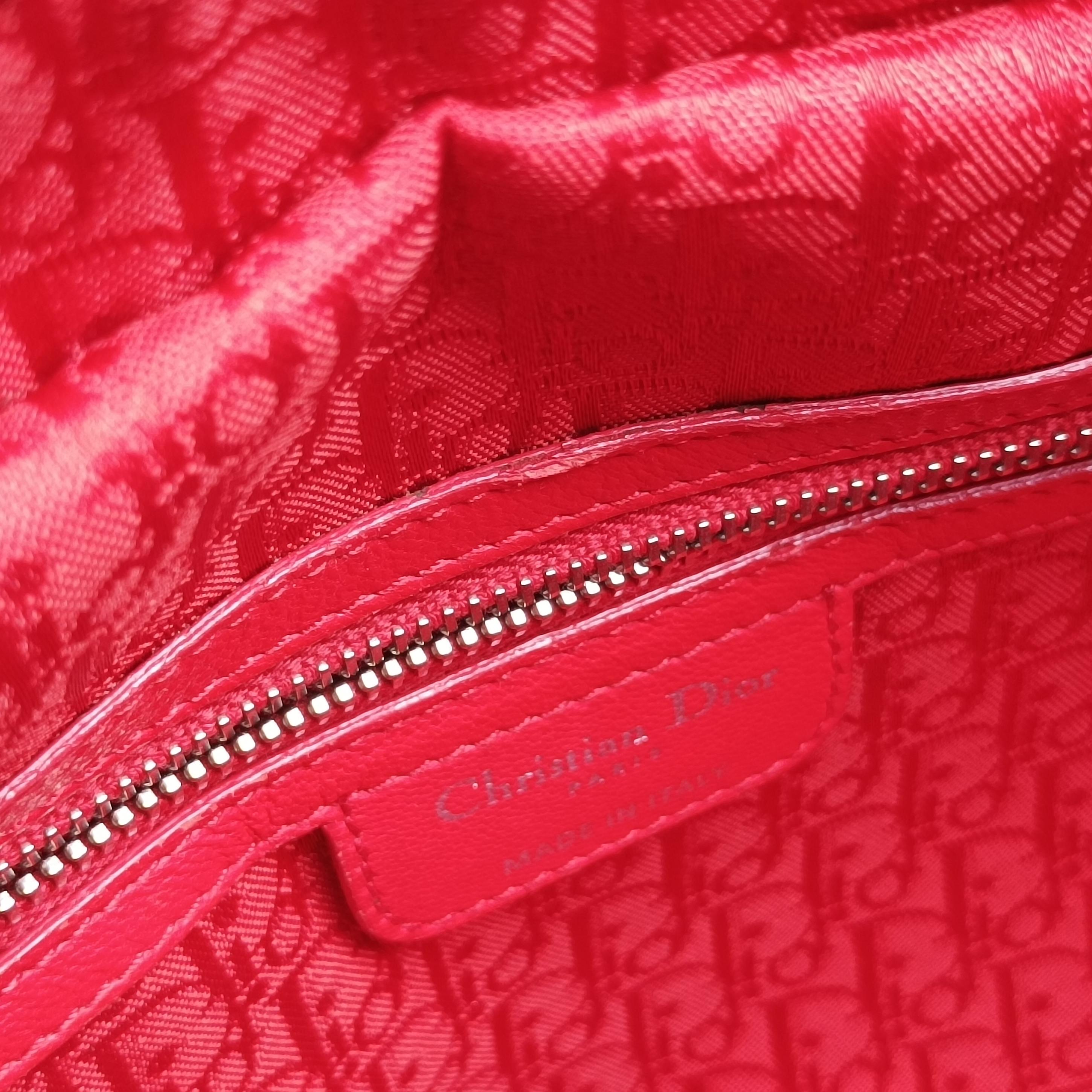 Pre-owned Christian Dior Lady Dior Red lambskin  shoulderbag | stylenewstar