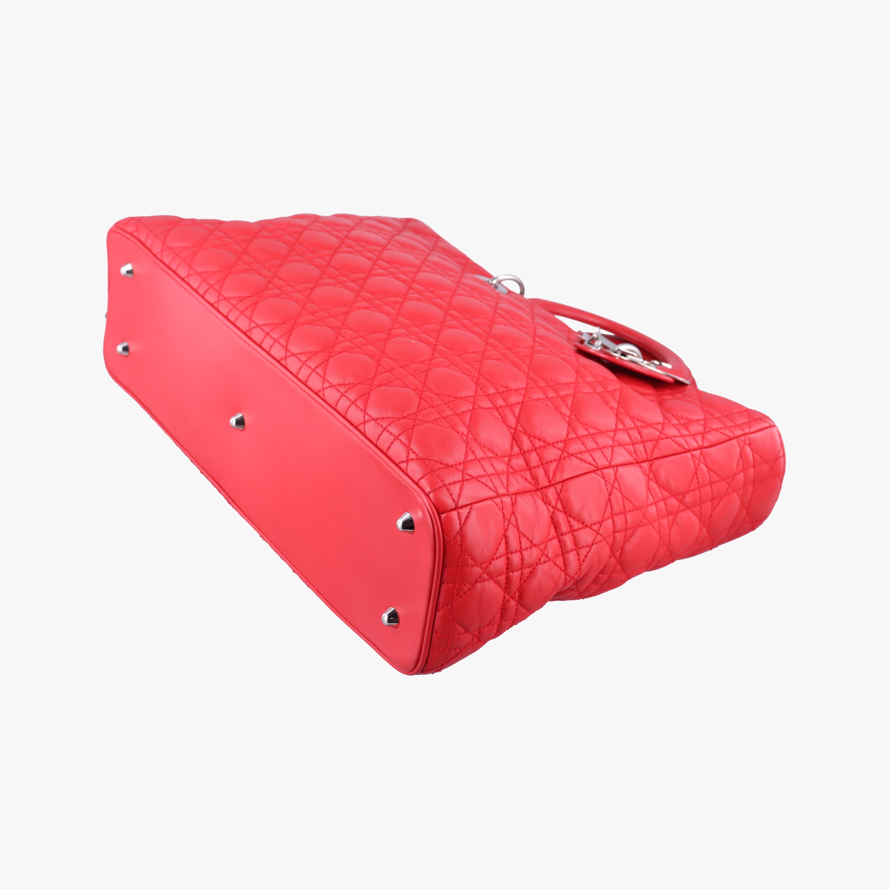 Pre-owned Christian Dior Lady Dior Red lambskin  shoulderbag | stylenewstar