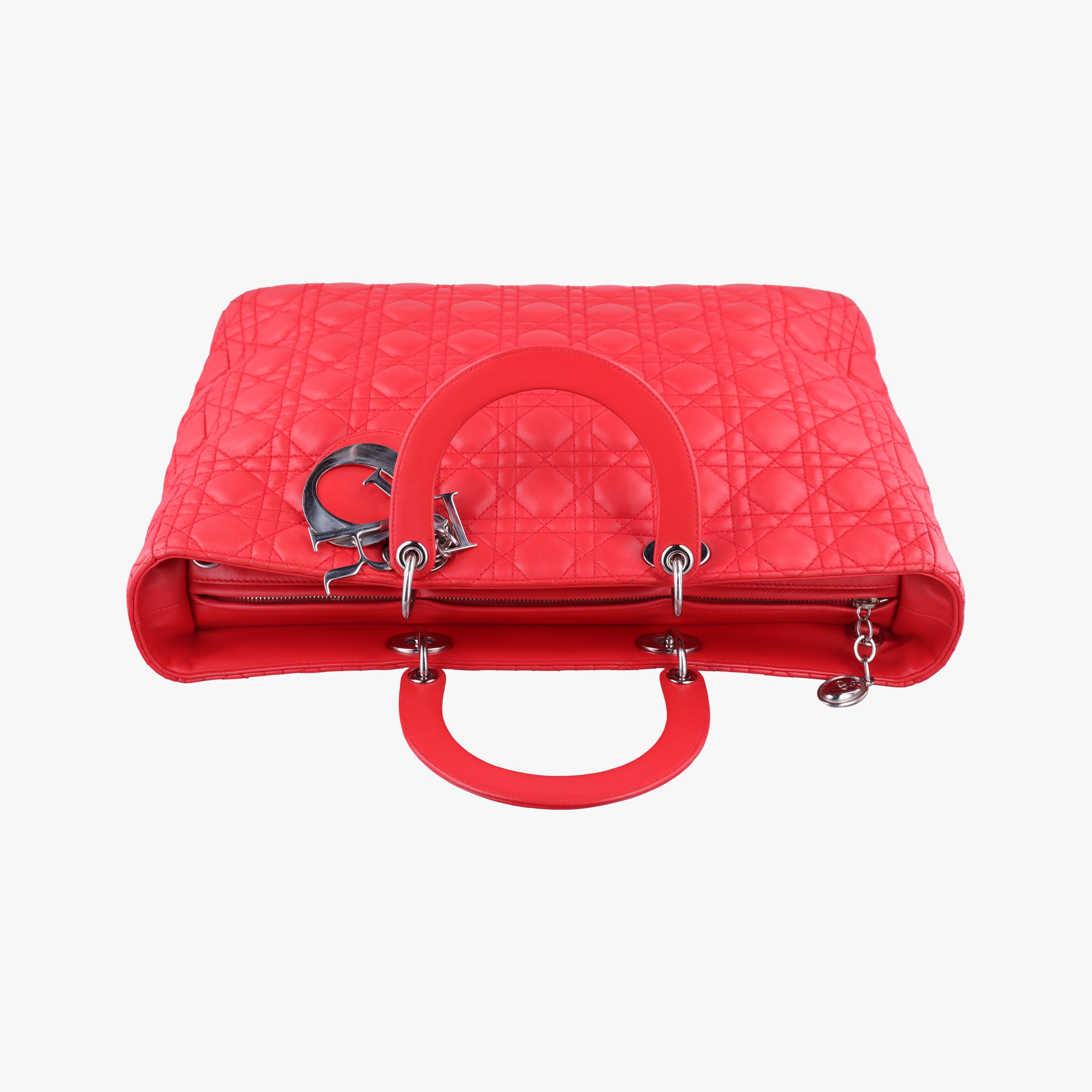 Pre-owned Christian Dior Lady Dior Red lambskin  shoulderbag | stylenewstar