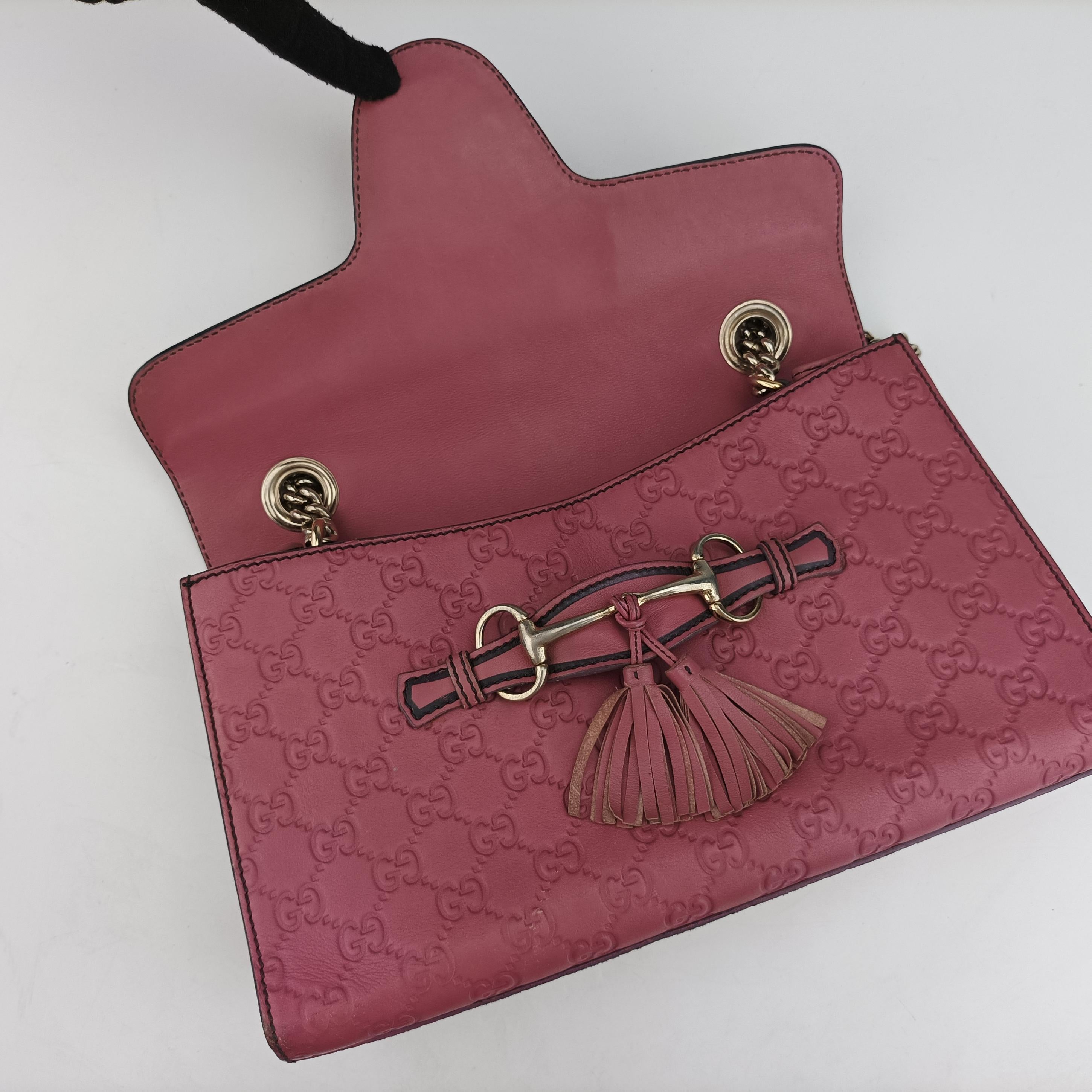 Pre-owned Gucci Emily Pink Leather 295402 shoulderbag | stylenewstar