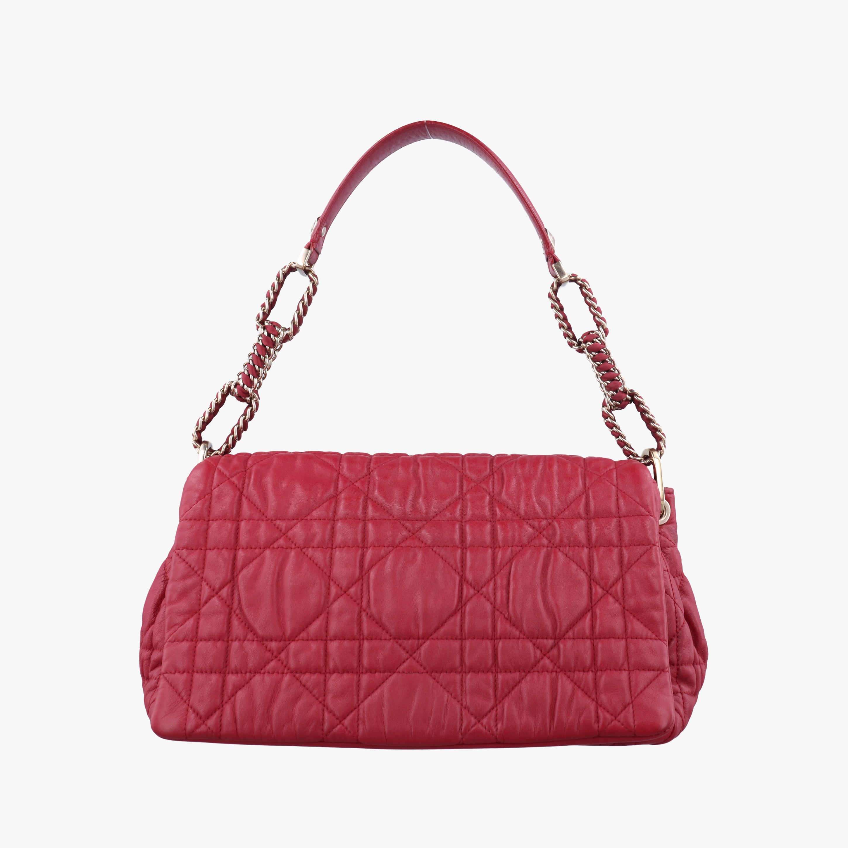 Pre-owned Bottega Veneta Cannage Delices Flap Red lambskin  shoulderbag | stylenewstar