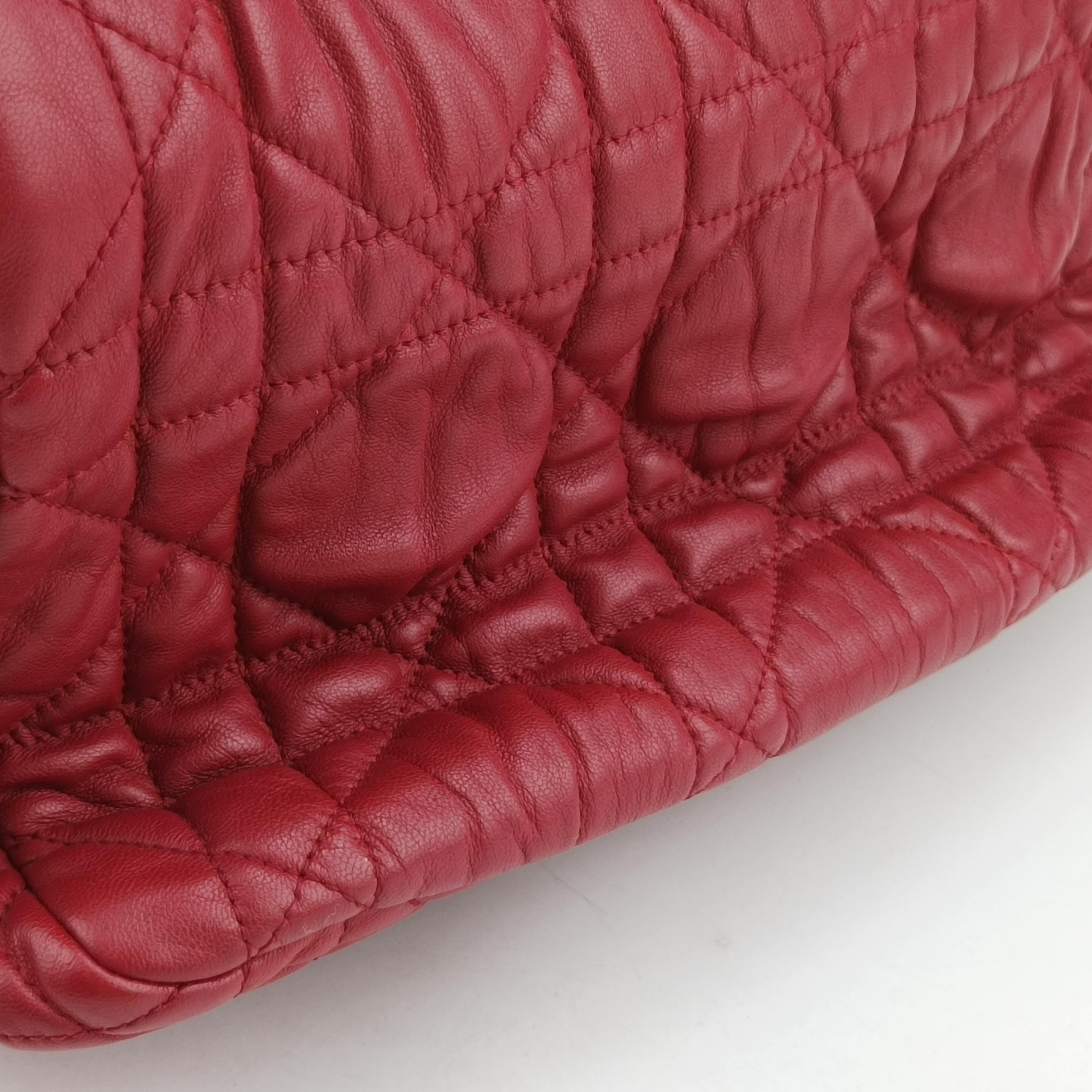 Pre-owned Bottega Veneta Cannage Delices Flap Red lambskin  shoulderbag | stylenewstar
