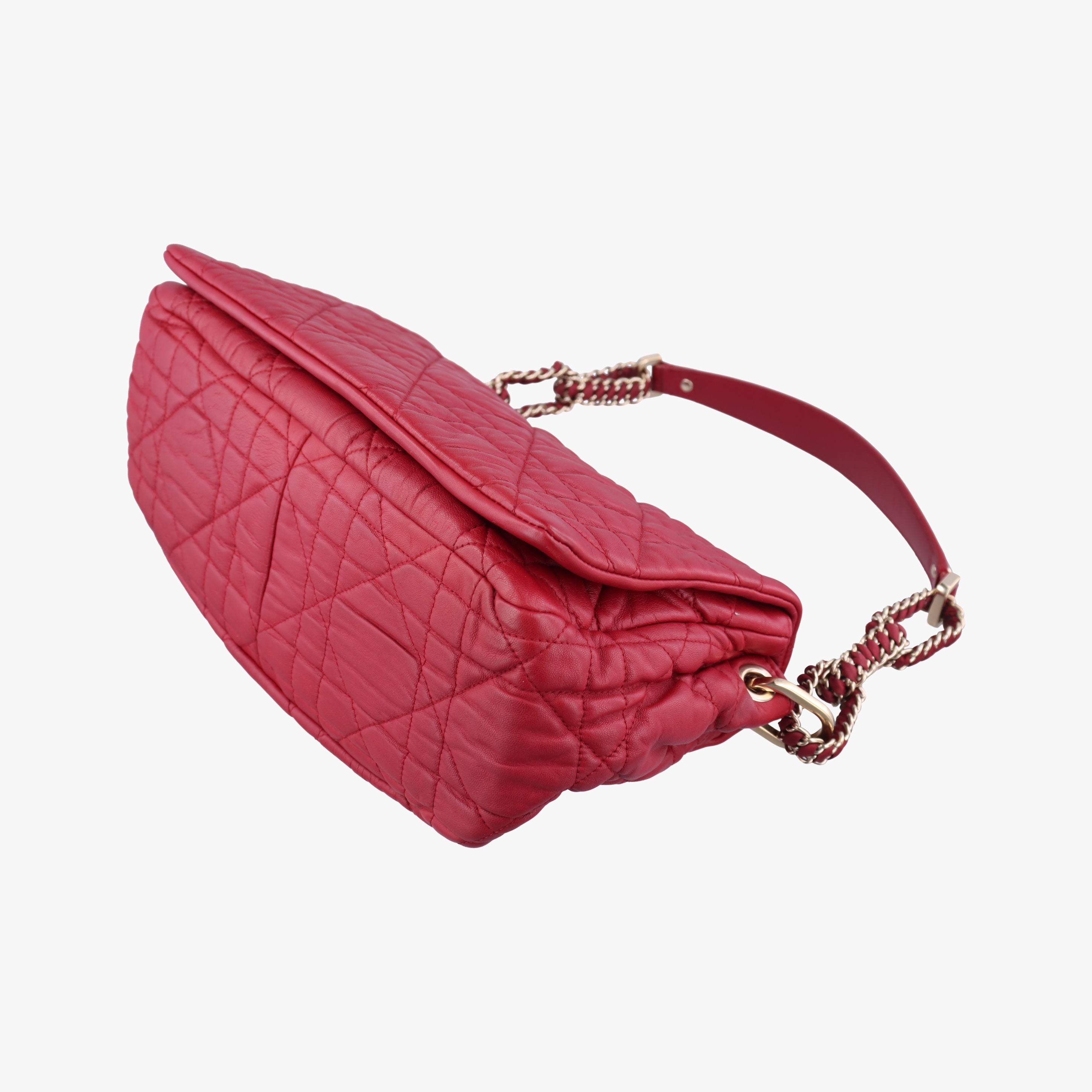 Pre-owned Bottega Veneta Cannage Delices Flap Red lambskin  shoulderbag | stylenewstar