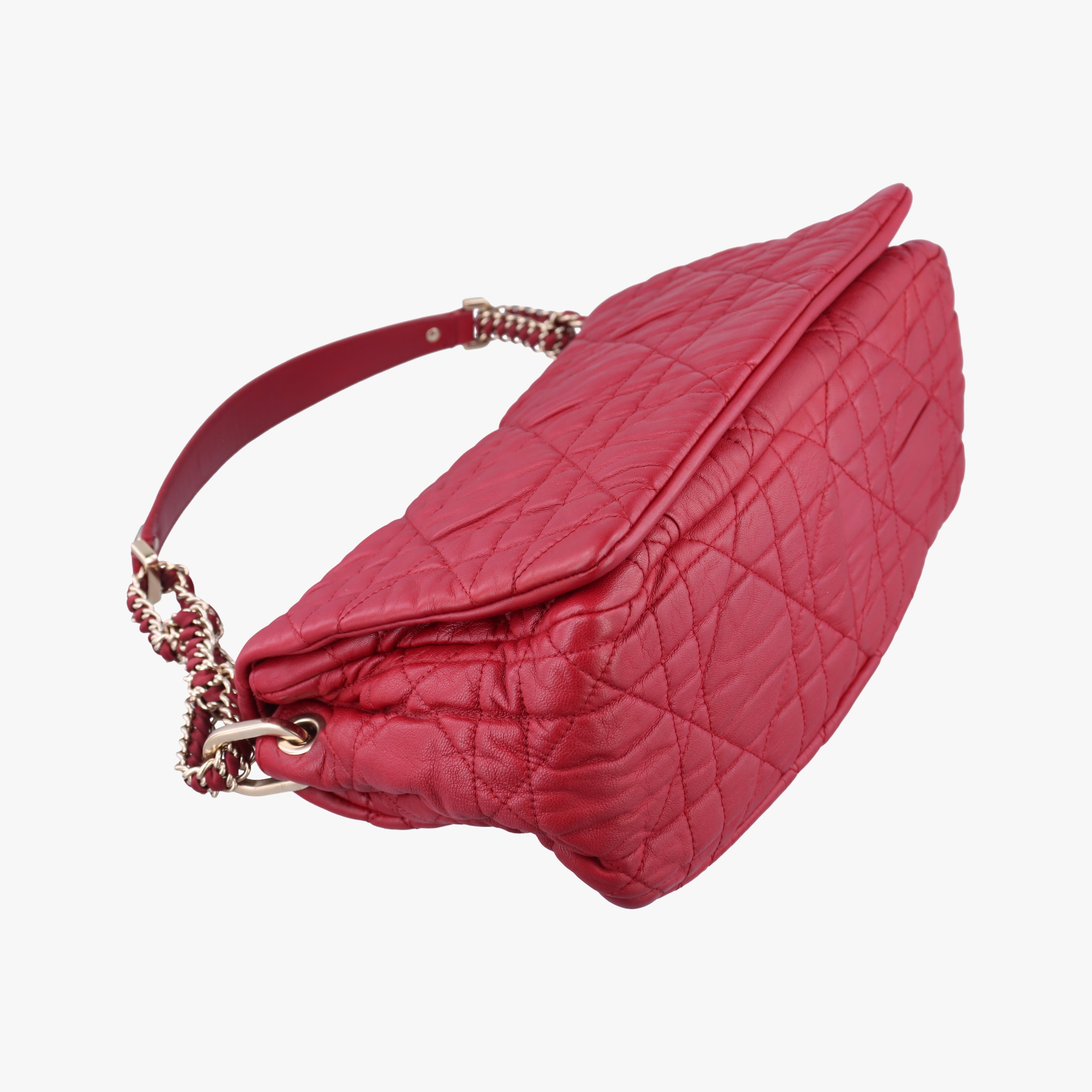 Pre-owned Bottega Veneta Cannage Delices Flap Red lambskin  shoulderbag | stylenewstar
