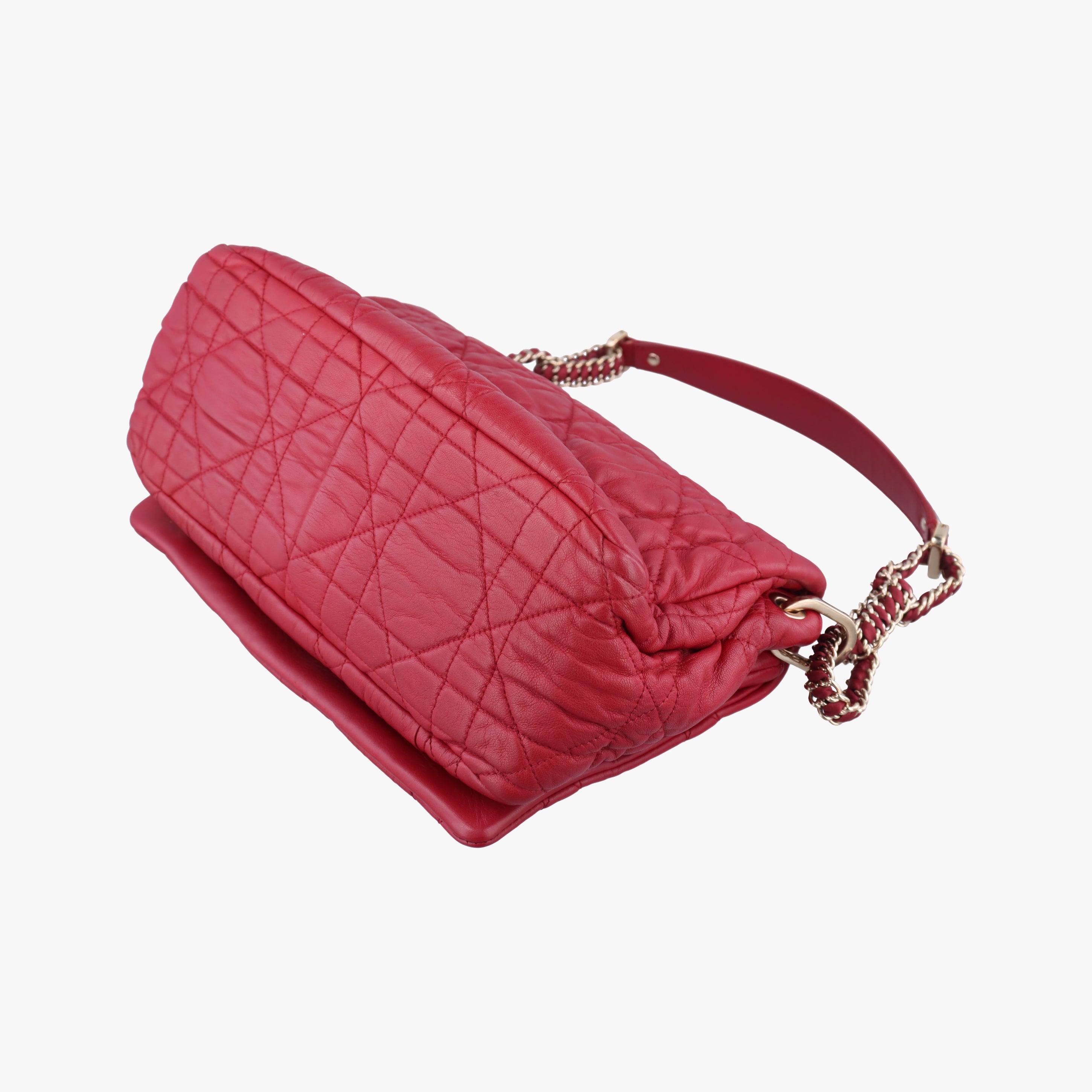 Pre-owned Bottega Veneta Cannage Delices Flap Red lambskin  shoulderbag | stylenewstar