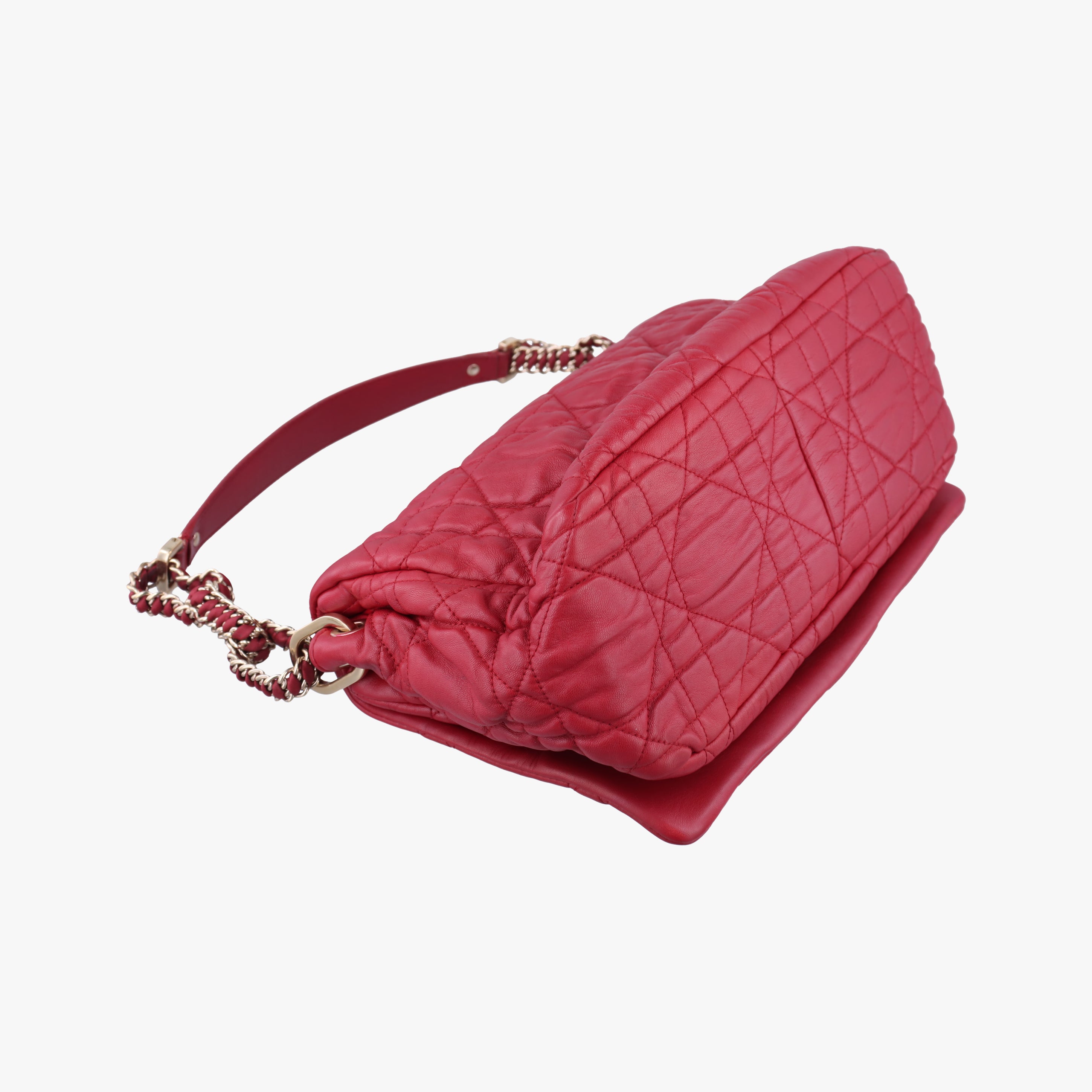 Pre-owned Bottega Veneta Cannage Delices Flap Red lambskin  shoulderbag | stylenewstar