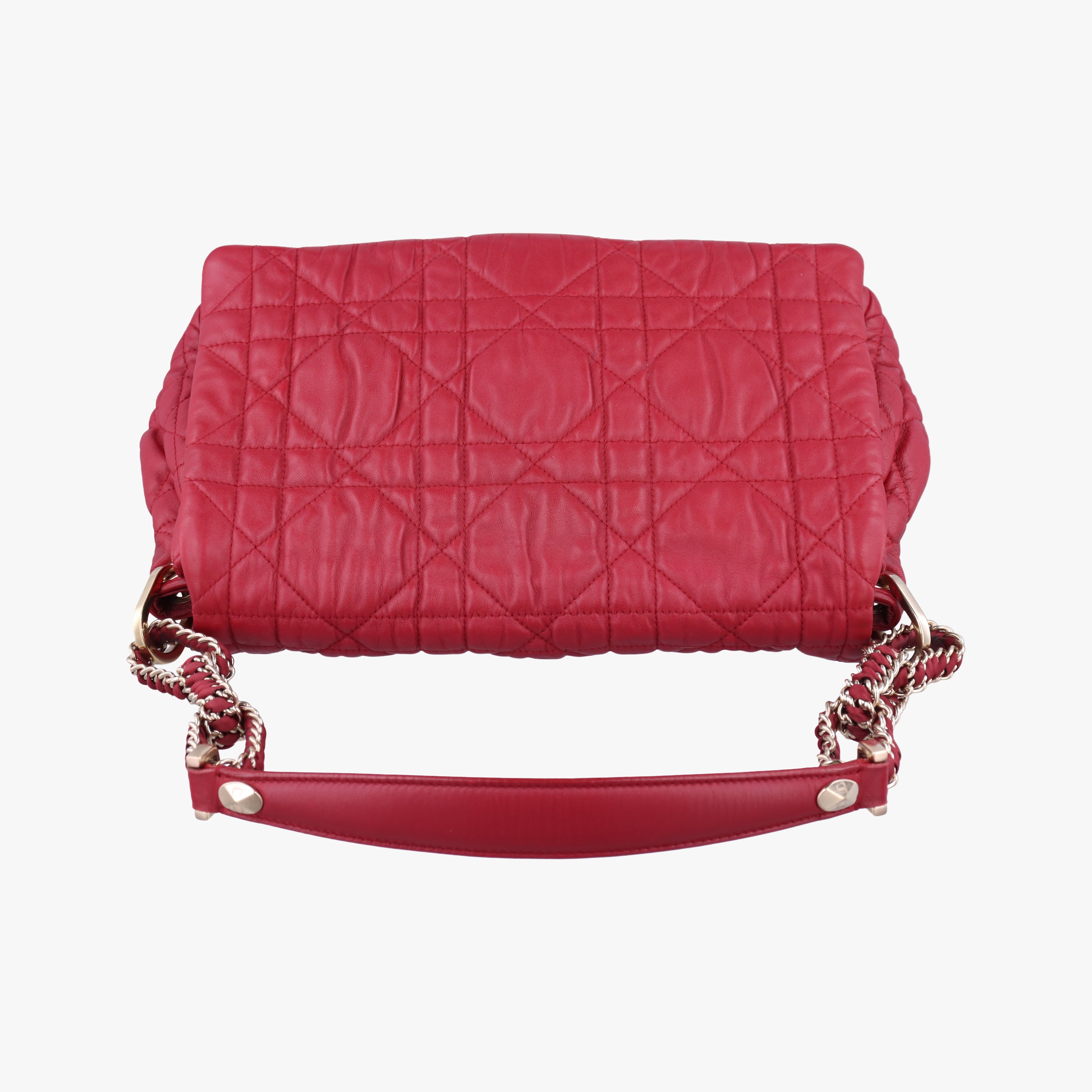 Pre-owned Bottega Veneta Cannage Delices Flap Red lambskin  shoulderbag | stylenewstar