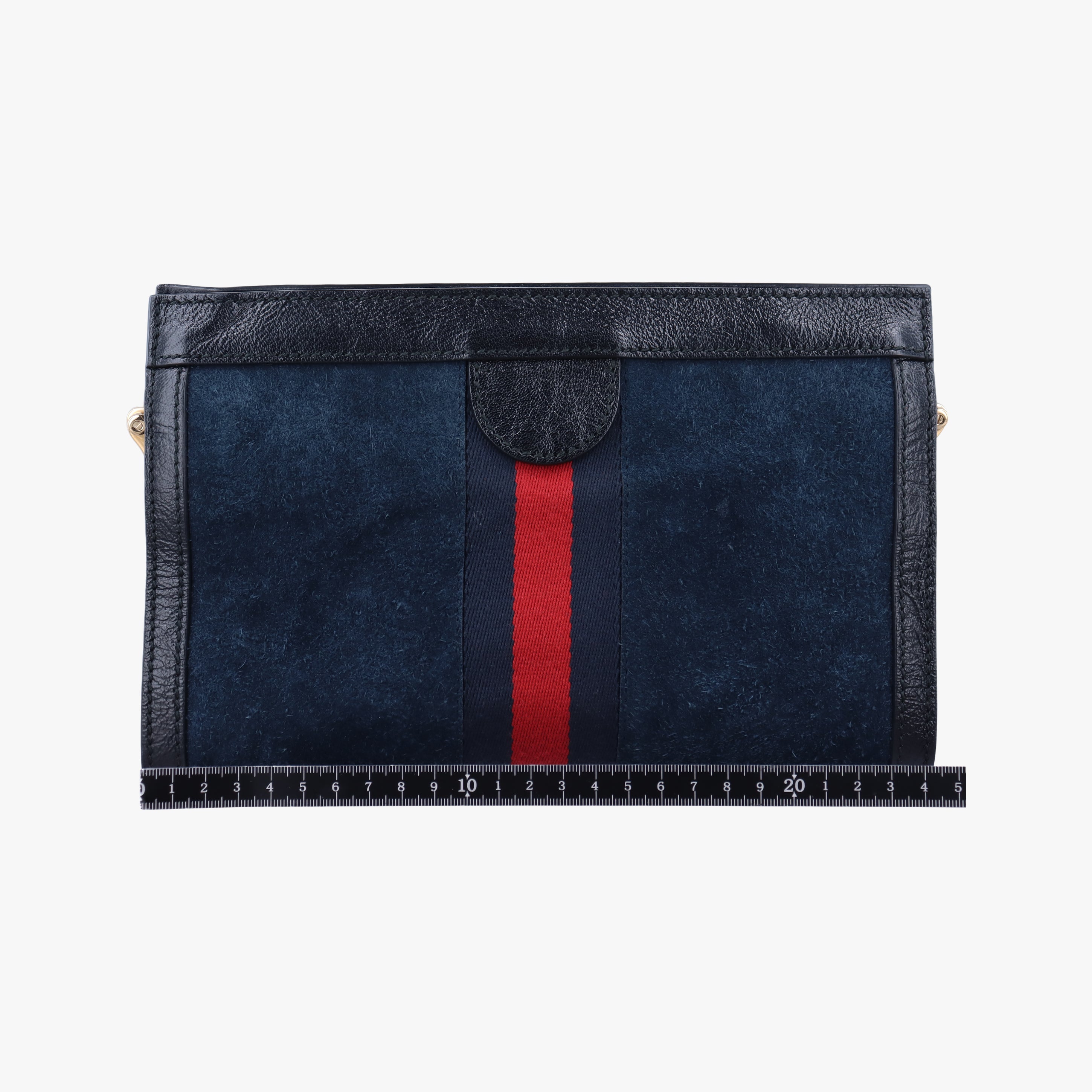 Pre-owned Gucci Ophidia Navy×red Suede 503877 shoulderbag | stylenewstar