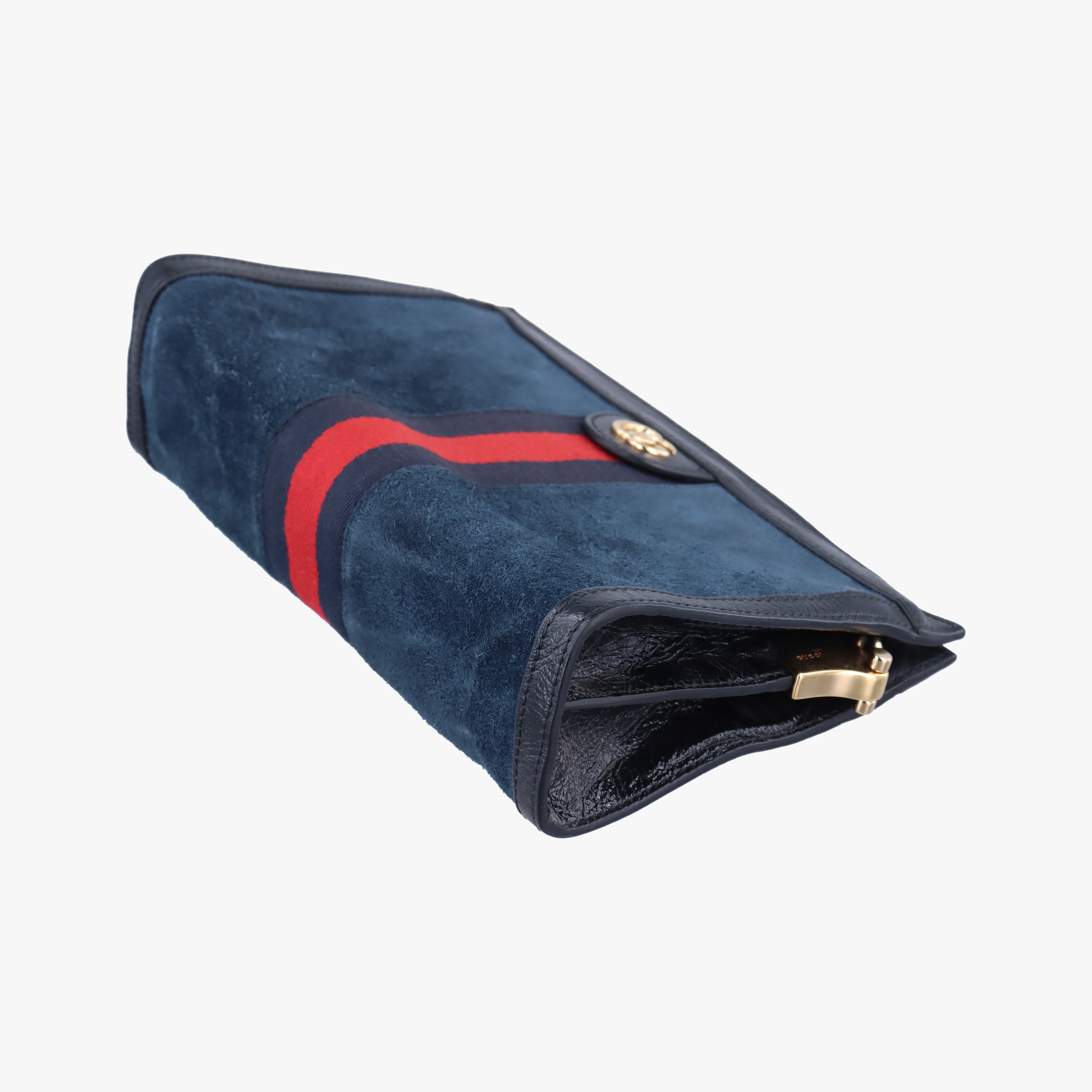 Pre-owned Gucci Ophidia Navy×red Suede 503877 shoulderbag | stylenewstar