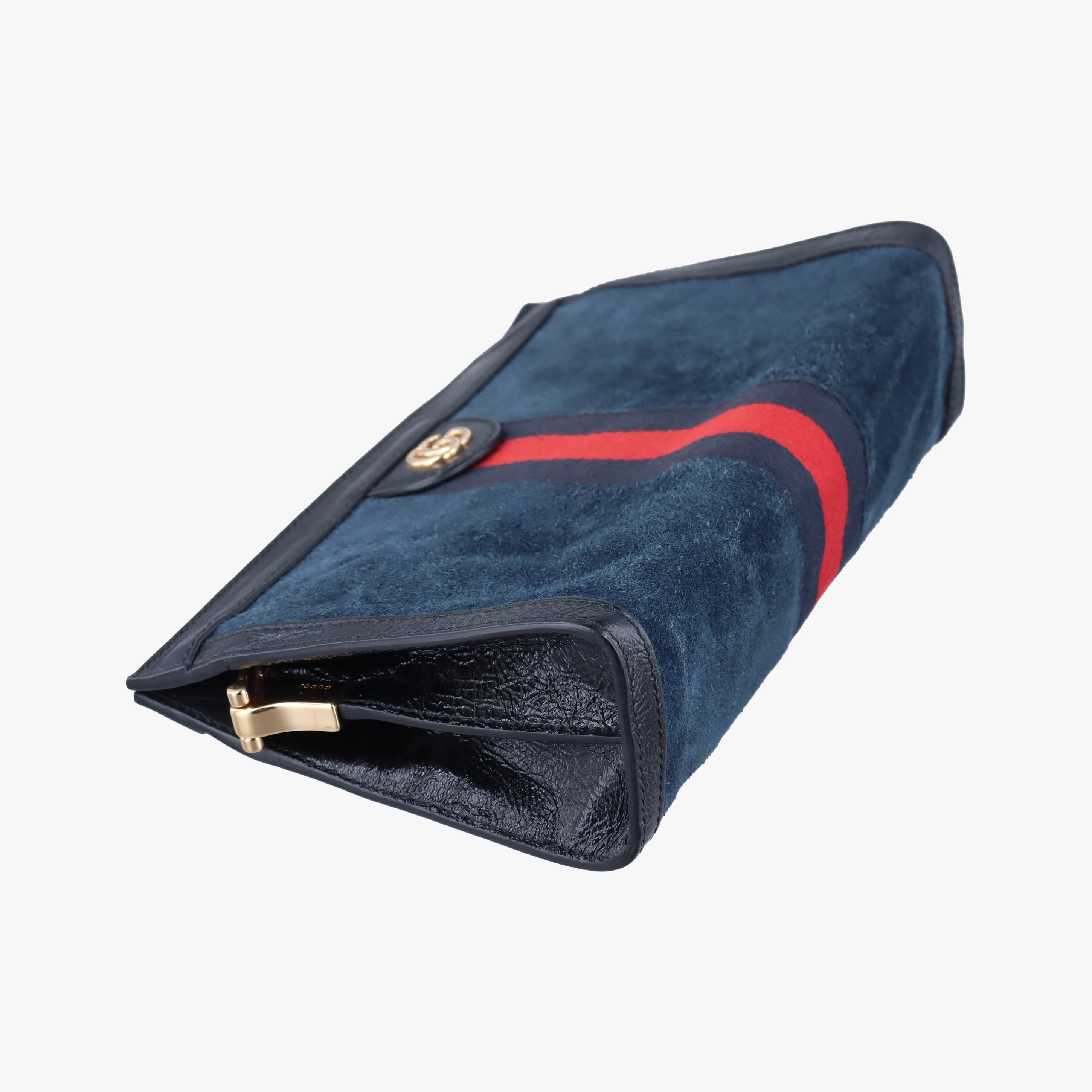 Pre-owned Gucci Ophidia Navy×red Suede 503877 shoulderbag | stylenewstar
