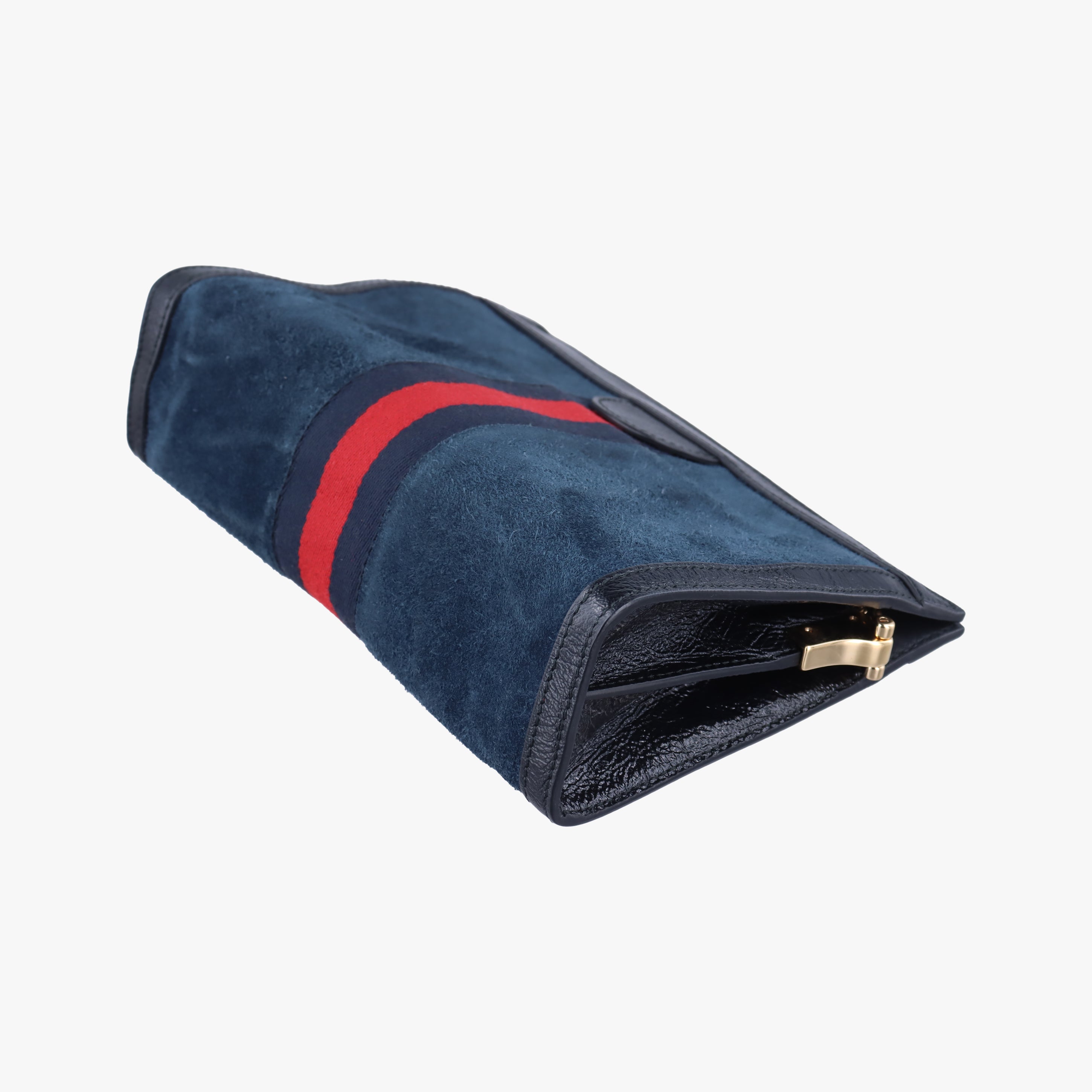 Pre-owned Gucci Ophidia Navy×red Suede 503877 shoulderbag | stylenewstar