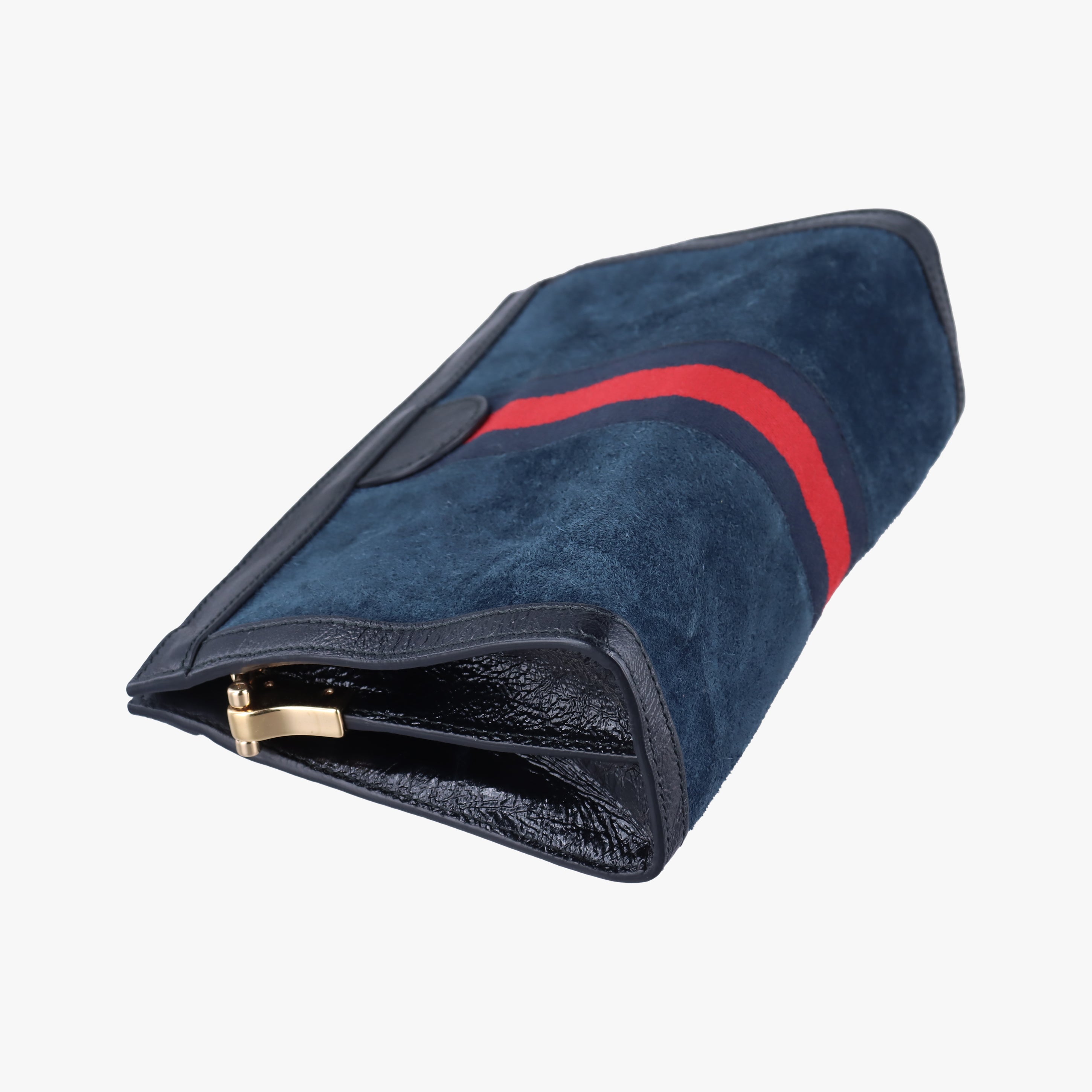 Pre-owned Gucci Ophidia Navy×red Suede 503877 shoulderbag | stylenewstar