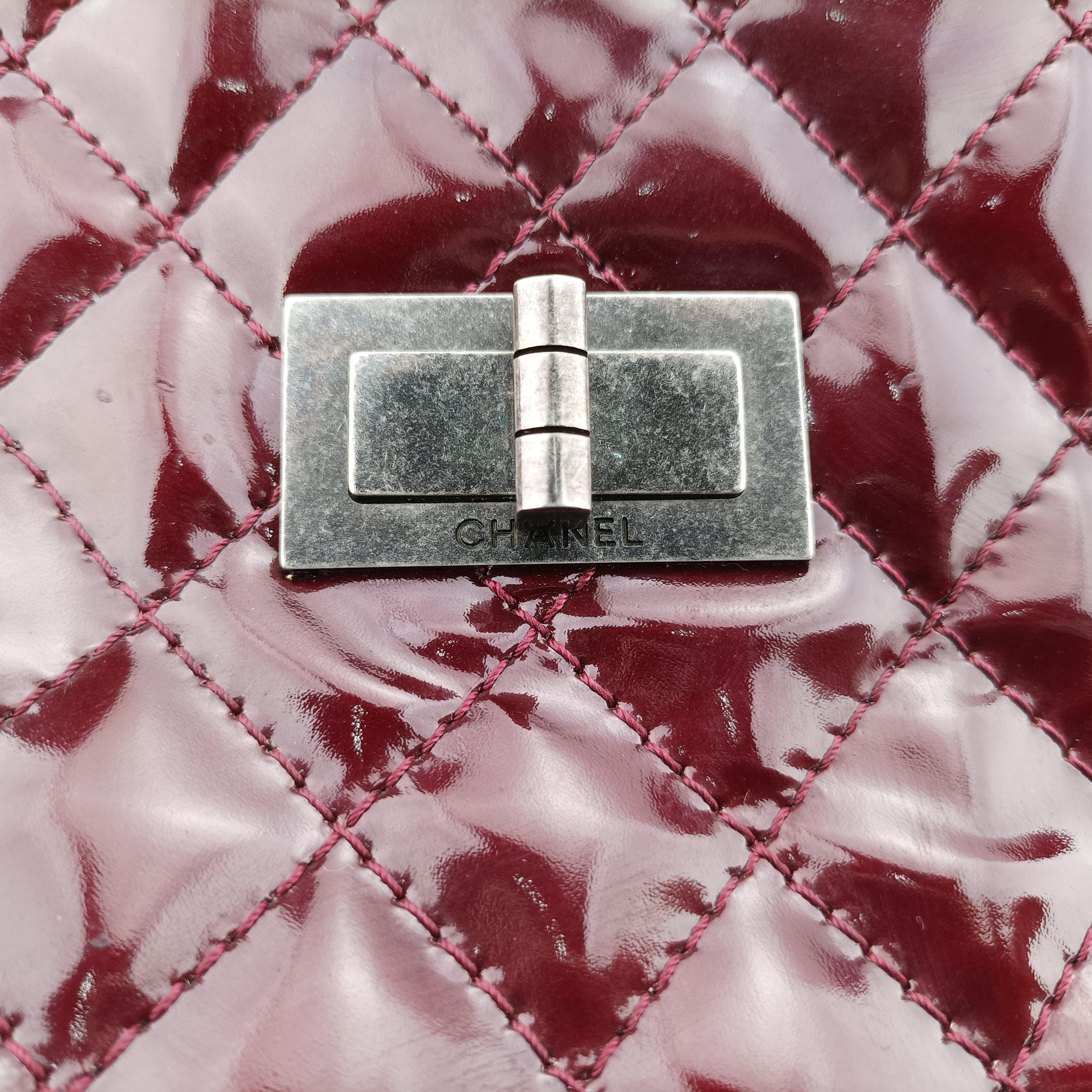 Pre-owned Chanel 2.55 Shopper tote Burgundy Patent A50976 shoulderbag | stylenewstar