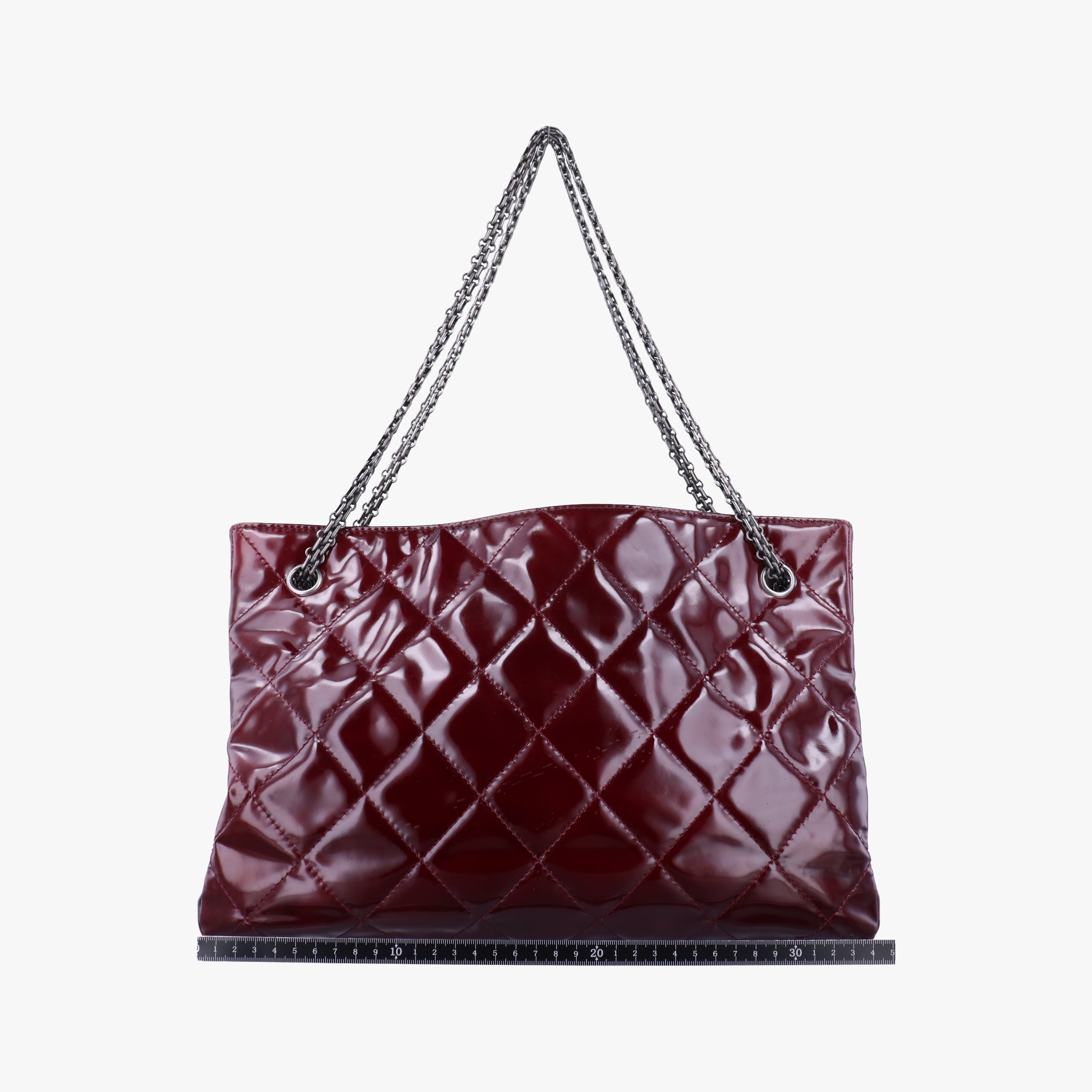 Pre-owned Chanel 2.55 Shopper tote Burgundy Patent A50976 shoulderbag | stylenewstar