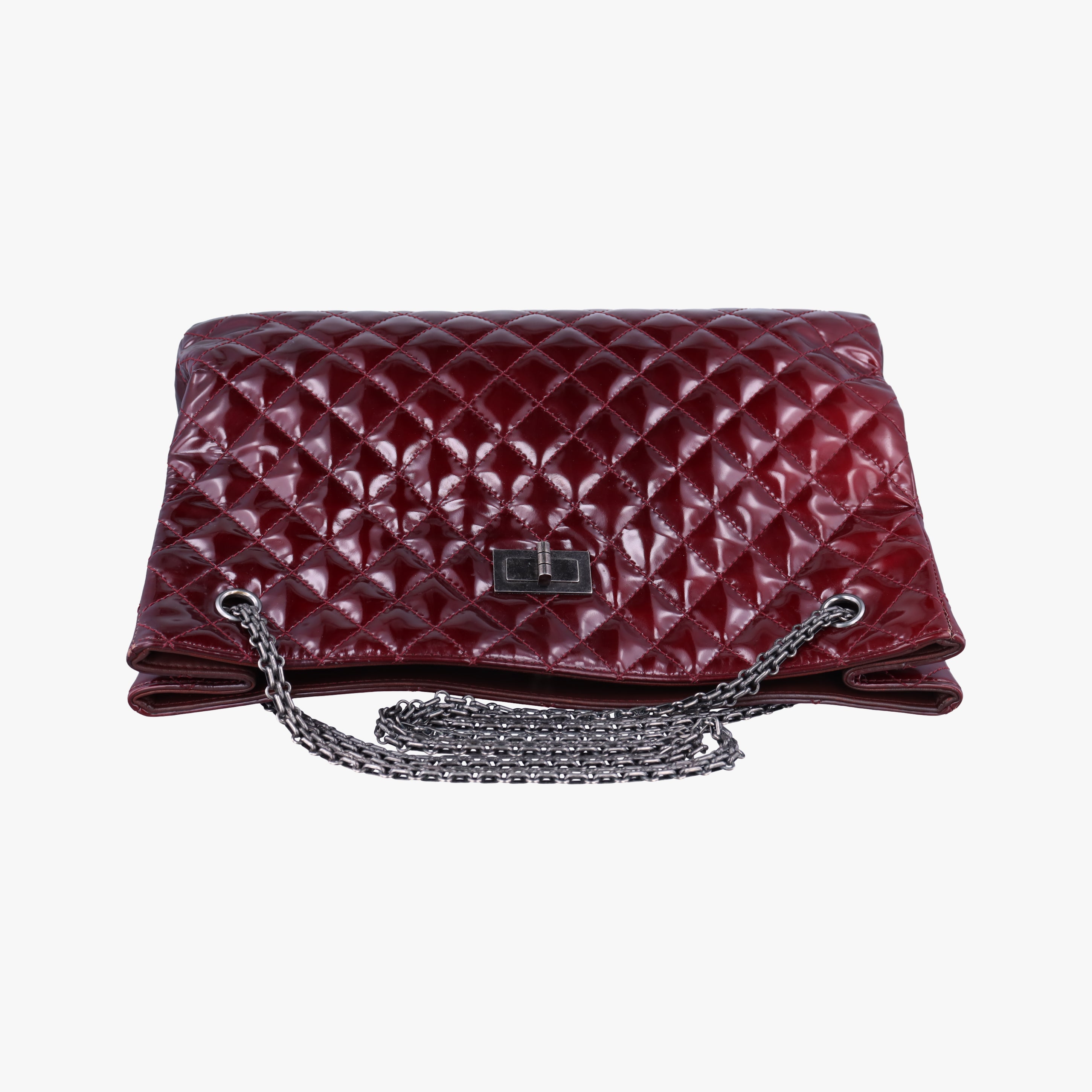 Pre-owned Chanel 2.55 Shopper tote Burgundy Patent A50976 shoulderbag | stylenewstar
