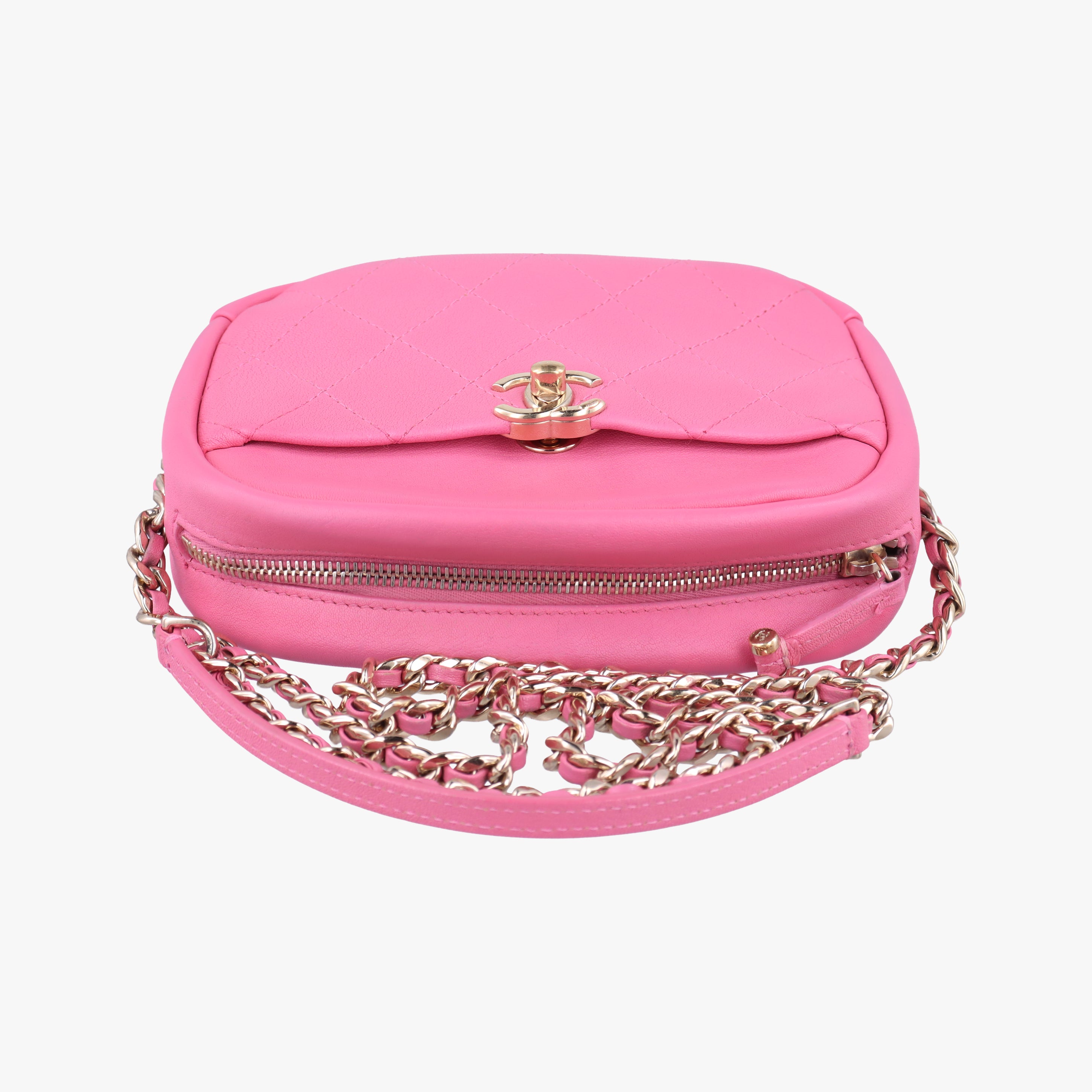 Pre-owned Chanel matelasse camera Pink Leather AS0137 shoulderbag | stylenewstar