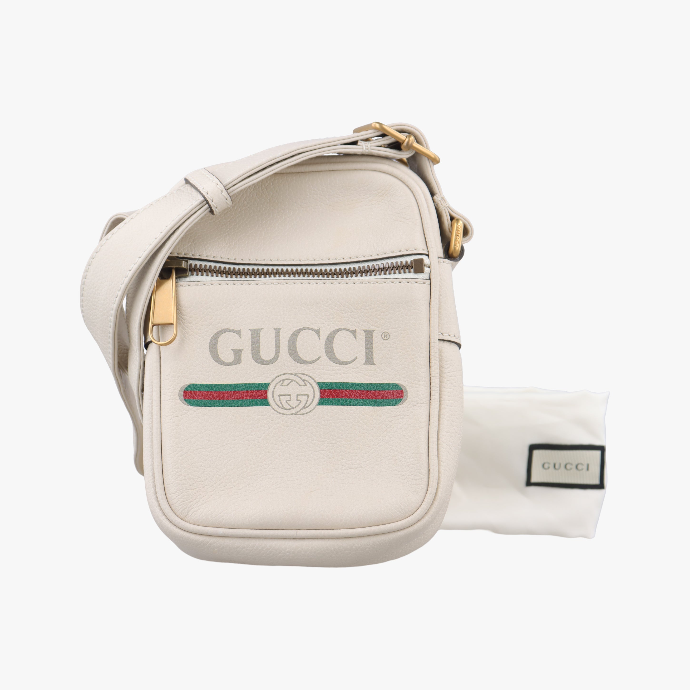 Pre-owned Gucci Print Messenger White Leather 574803 shoulderbag | stylenewstar