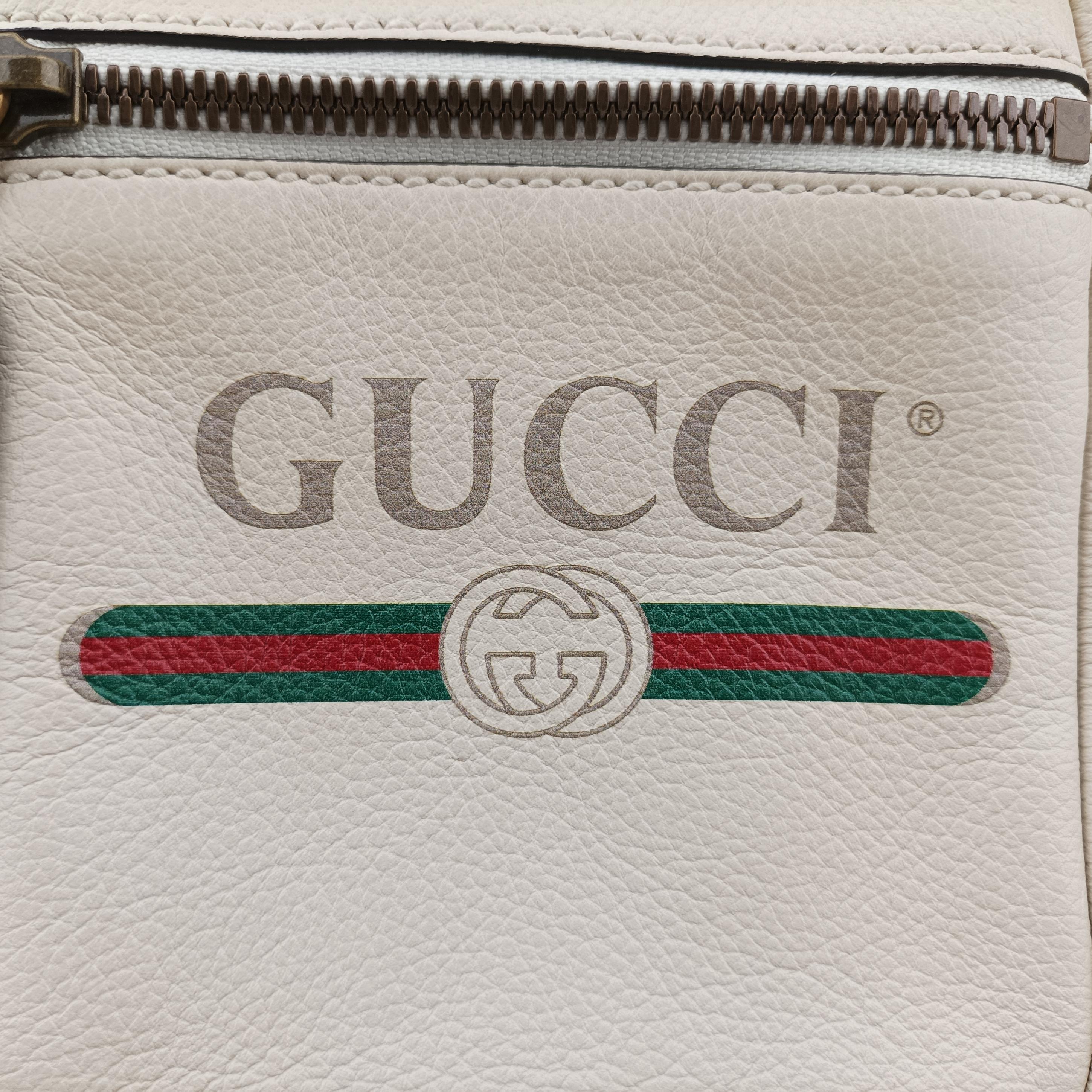Pre-owned Gucci Print Messenger White Leather 574803 shoulderbag | stylenewstar