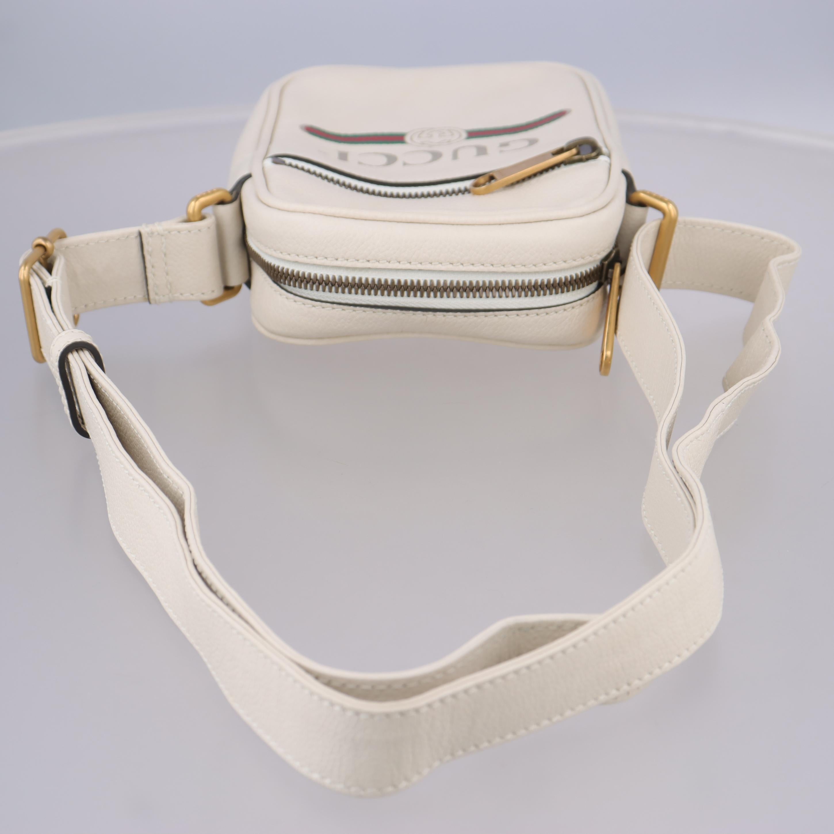 Pre-owned Gucci Print Messenger White Leather 574803 shoulderbag | stylenewstar