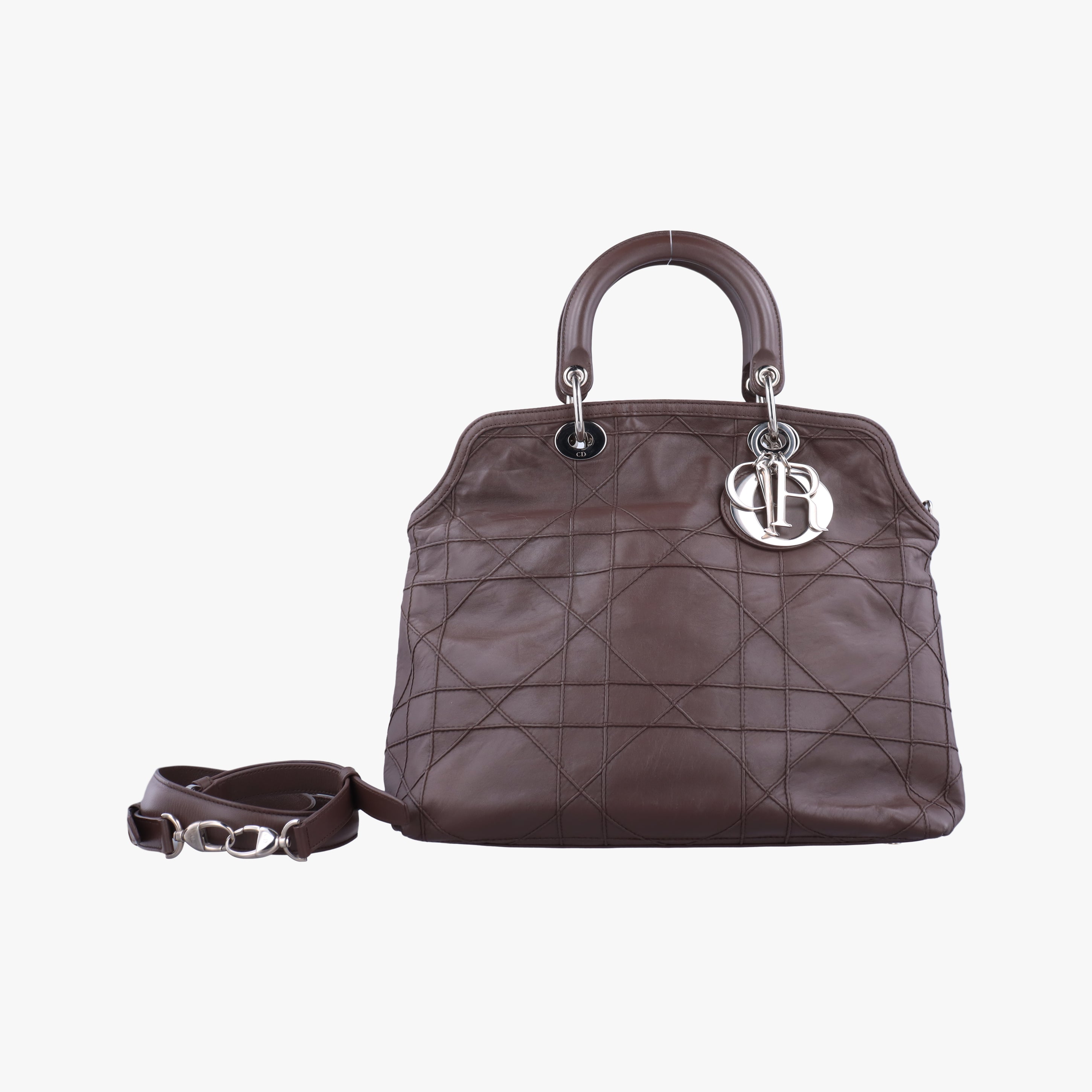Pre-owned Christian Dior Granville Brown lambskin  shoulderbag | stylenewstar