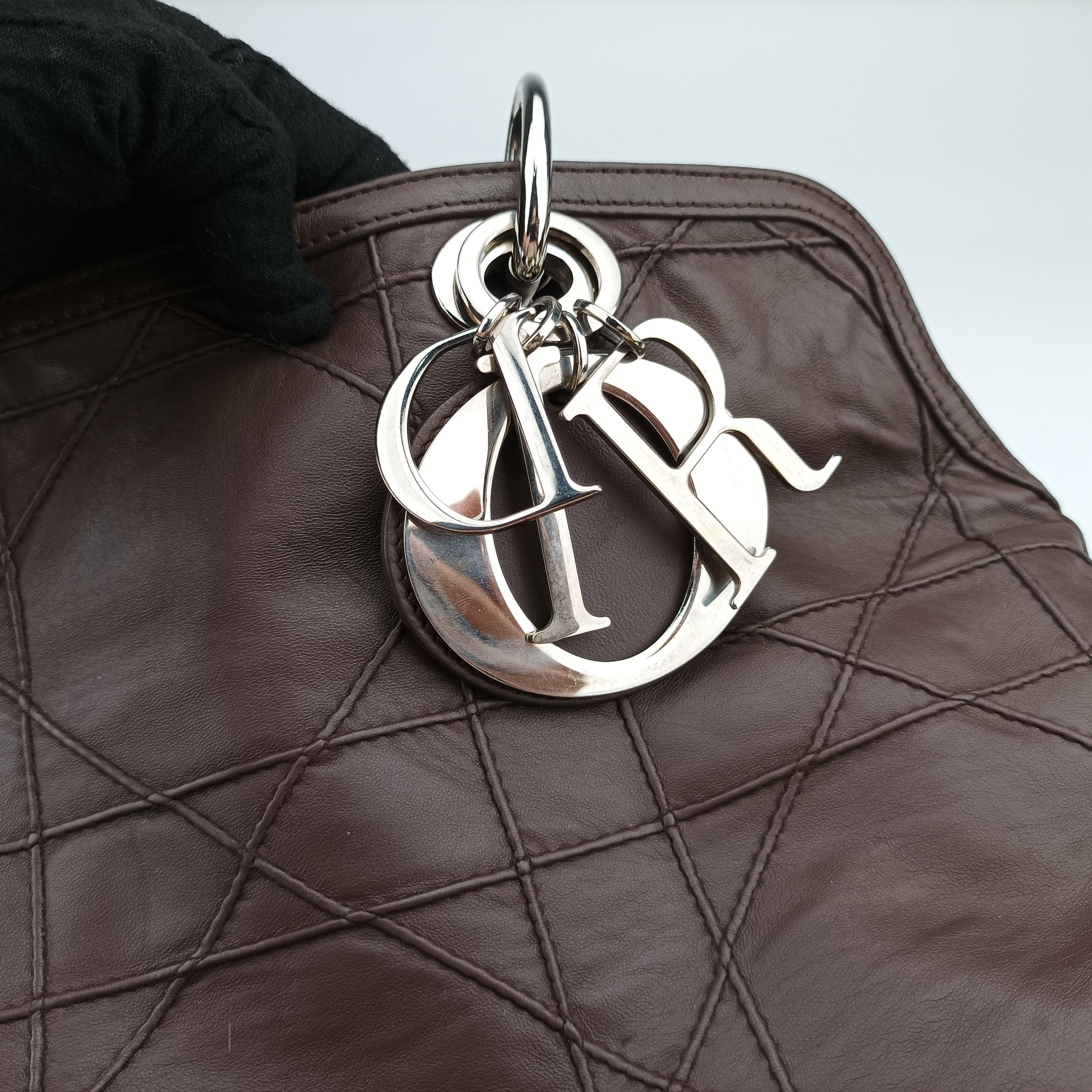 Pre-owned Christian Dior Granville Brown lambskin  shoulderbag | stylenewstar