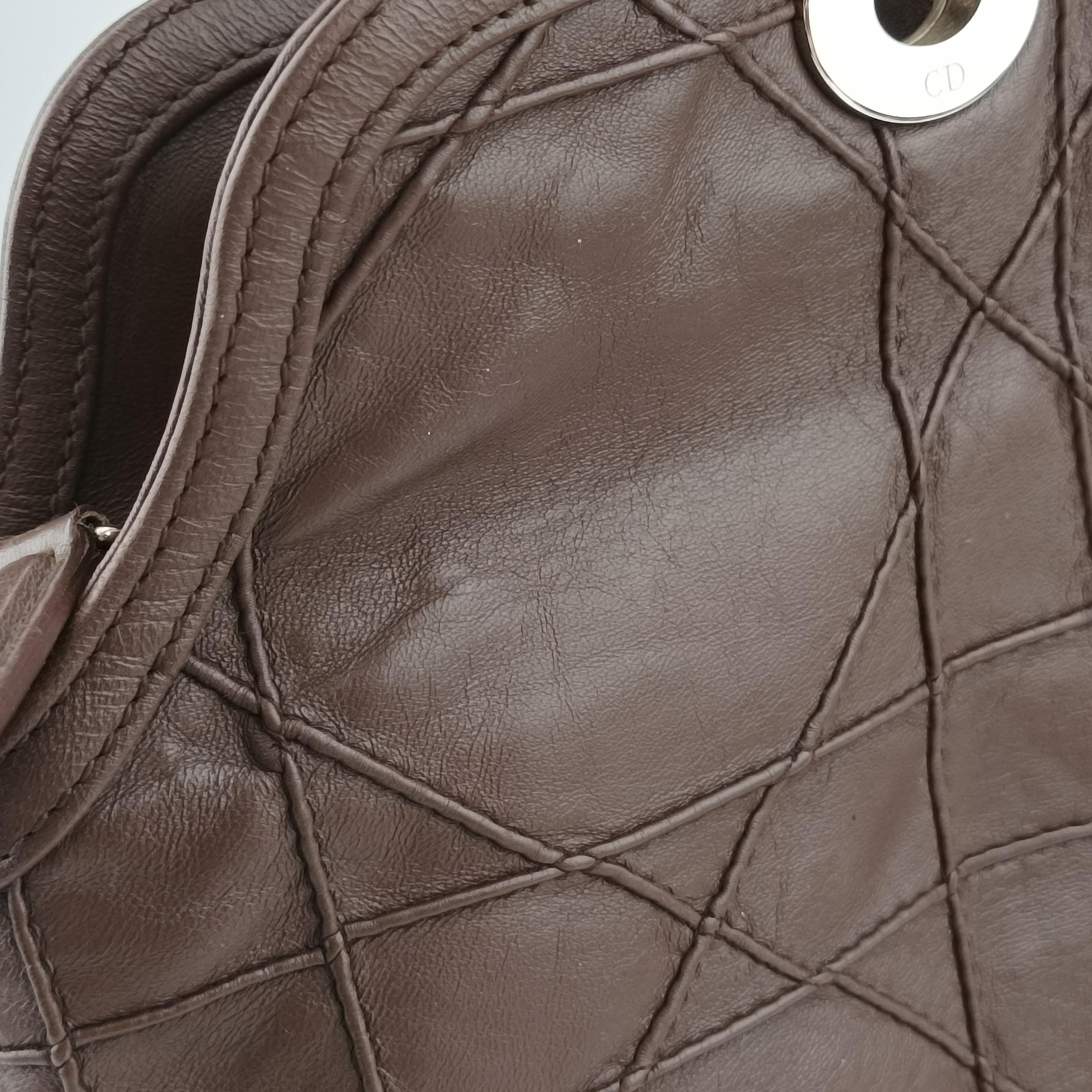 Pre-owned Christian Dior Granville Brown lambskin  shoulderbag | stylenewstar