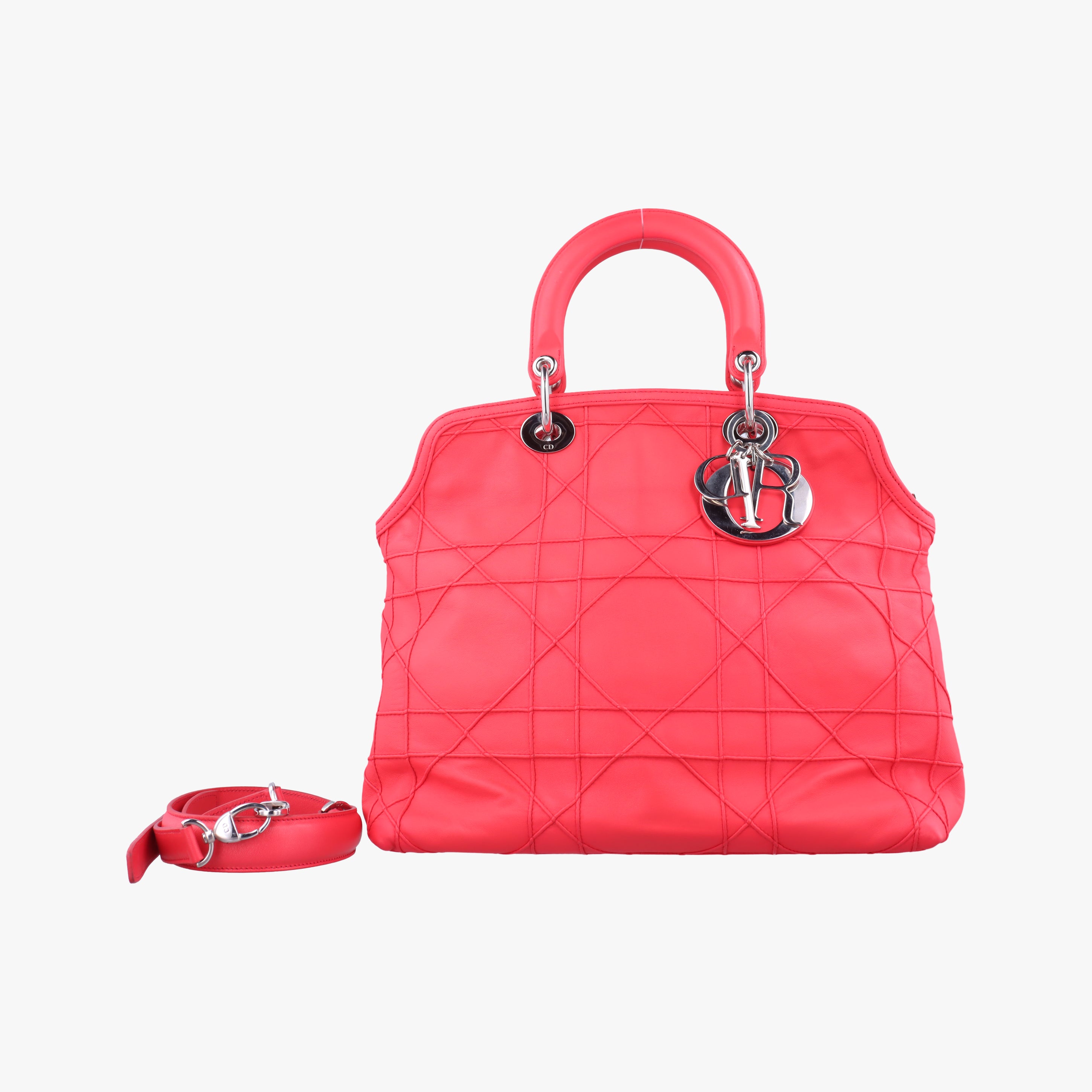 Pre-owned Christian Dior Granville Rose Red lambskin  shoulderbag | stylenewstar