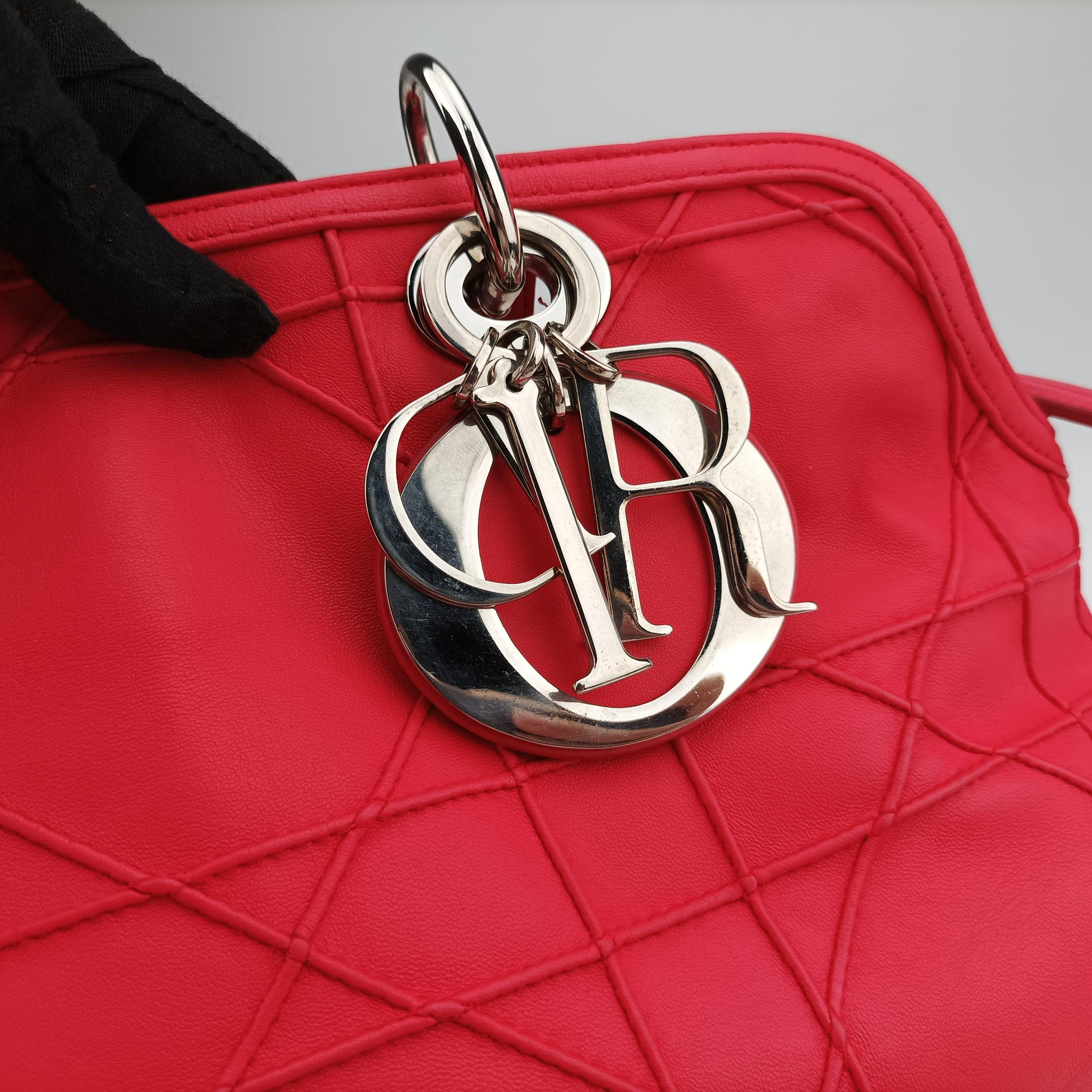 Pre-owned Christian Dior Granville Rose Red lambskin  shoulderbag | stylenewstar