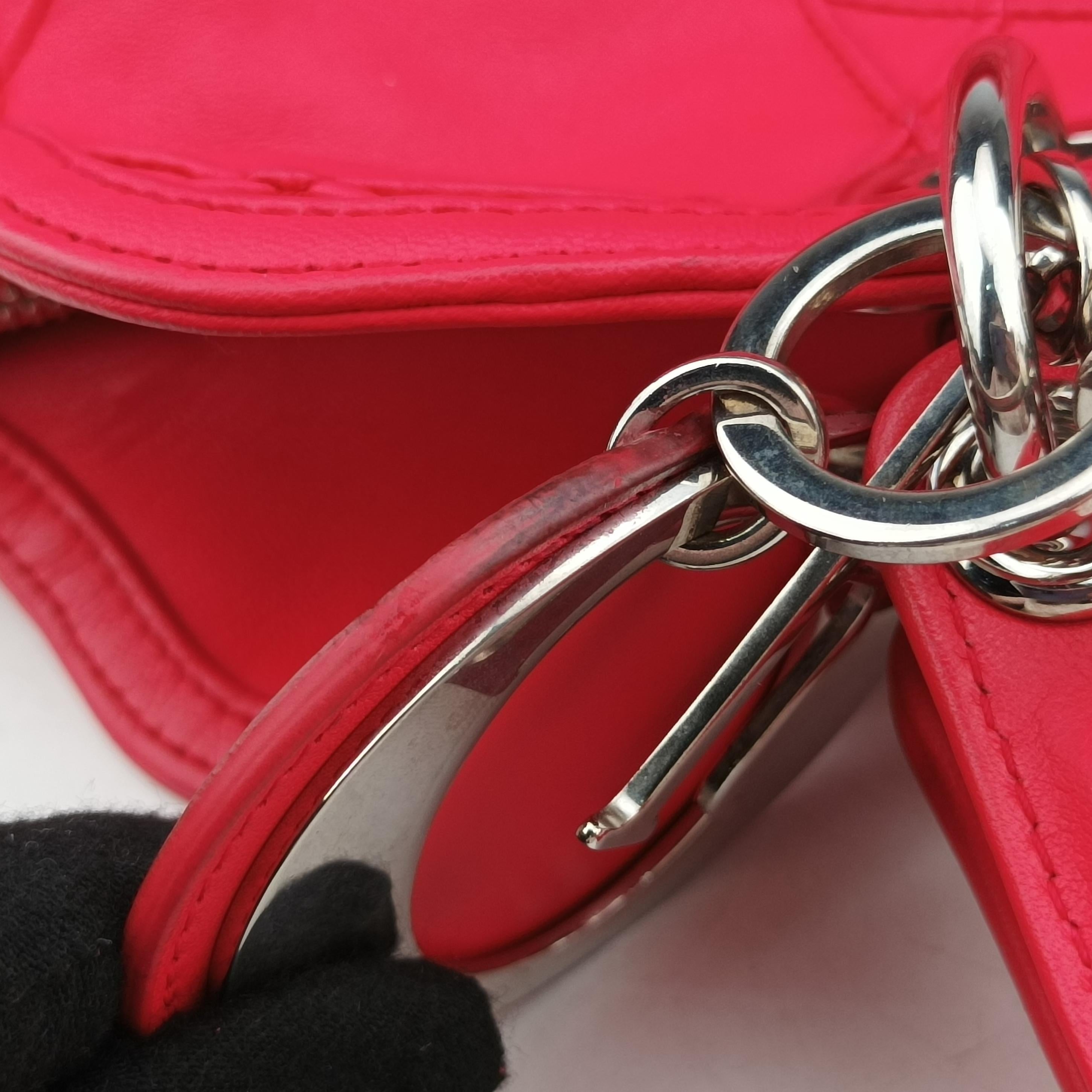 Pre-owned Christian Dior Granville Rose Red lambskin  shoulderbag | stylenewstar