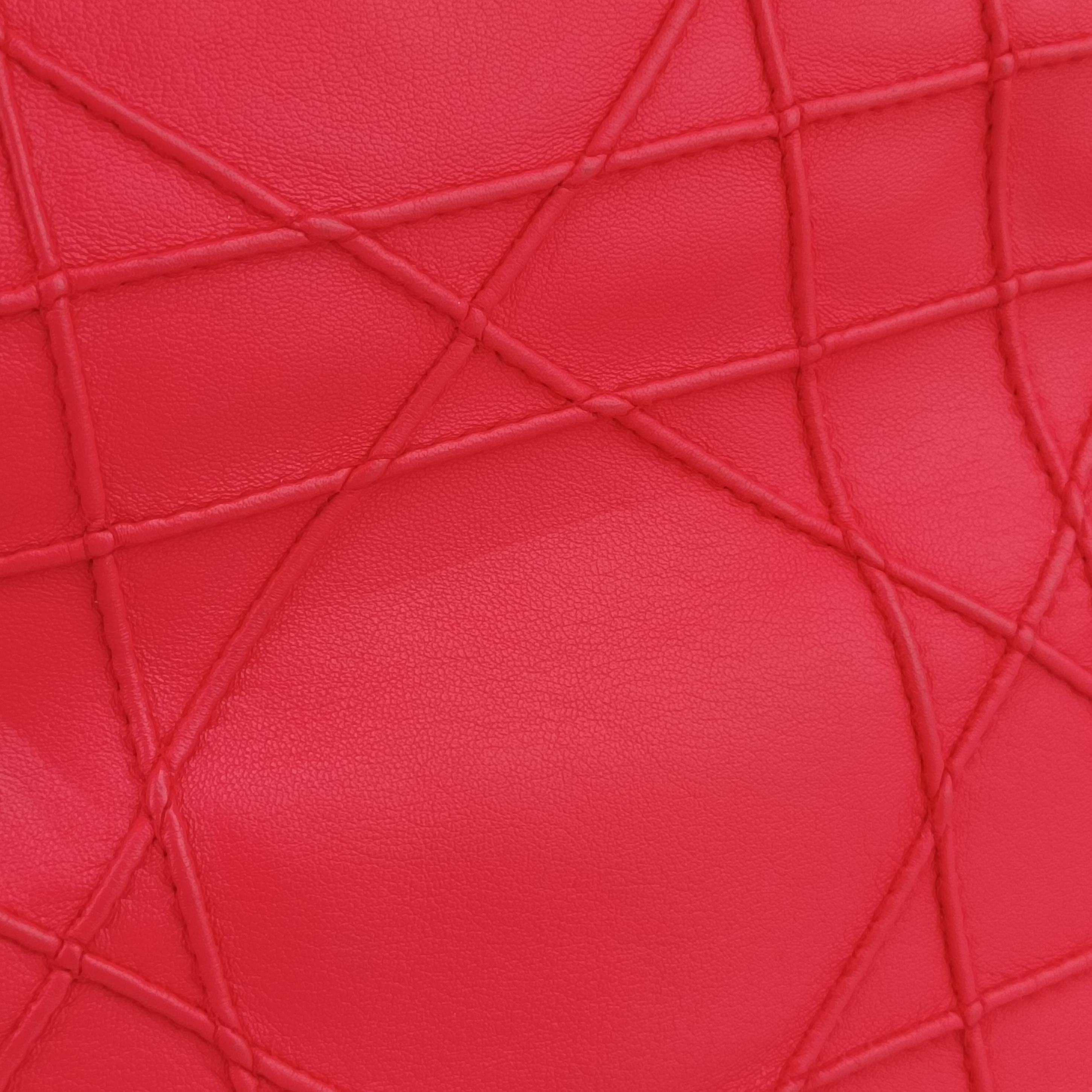 Pre-owned Christian Dior Granville Rose Red lambskin  shoulderbag | stylenewstar