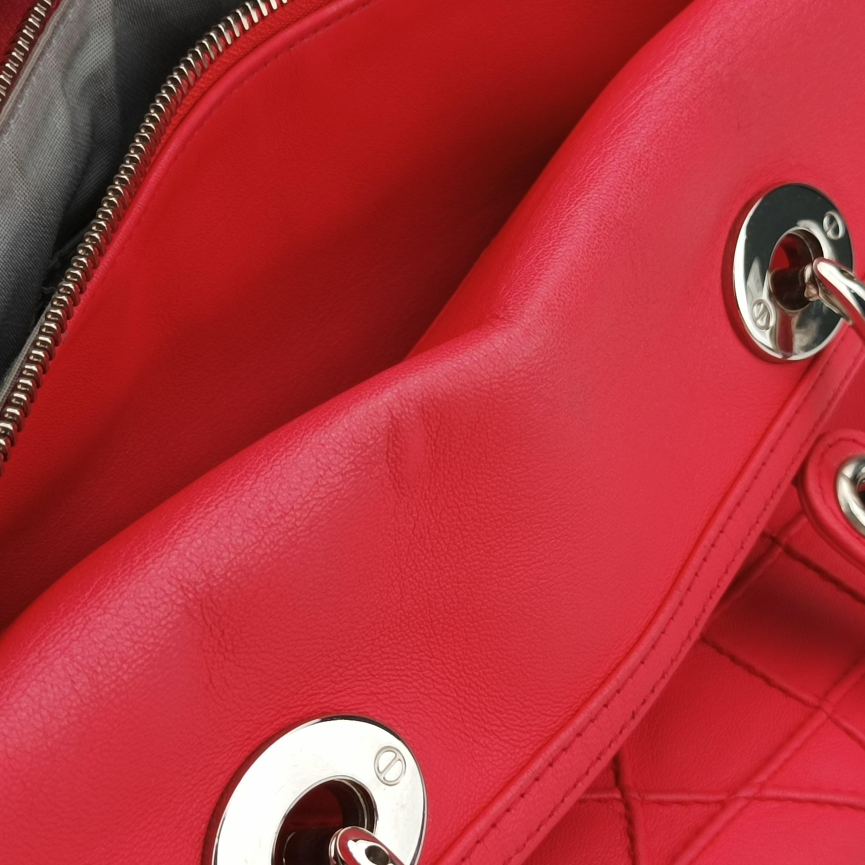 Pre-owned Christian Dior Granville Rose Red lambskin  shoulderbag | stylenewstar