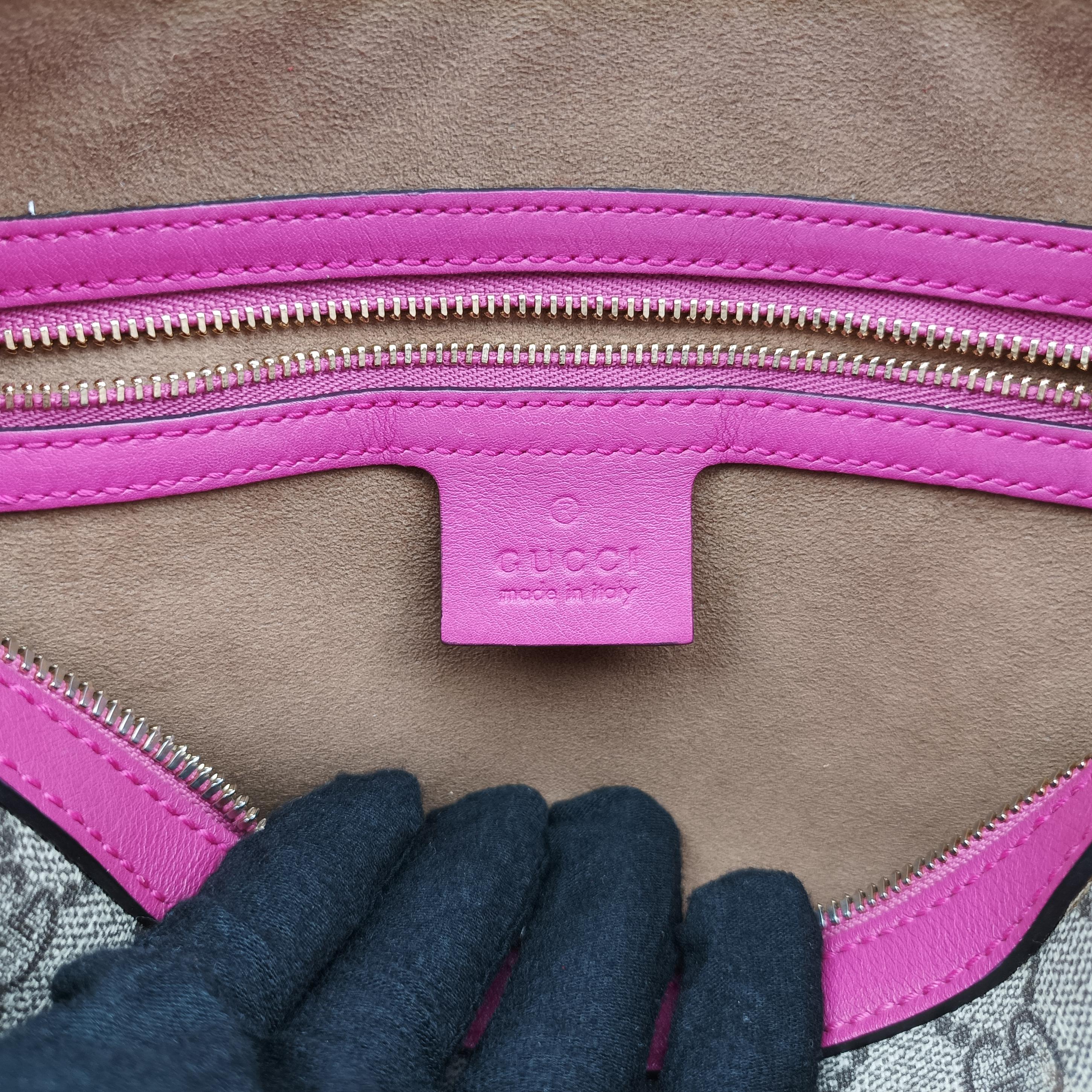 Pre-owned Gucci GG SUPREME beige×red×pink PVC coated canvas 409529 shoulderbag | stylenewstar