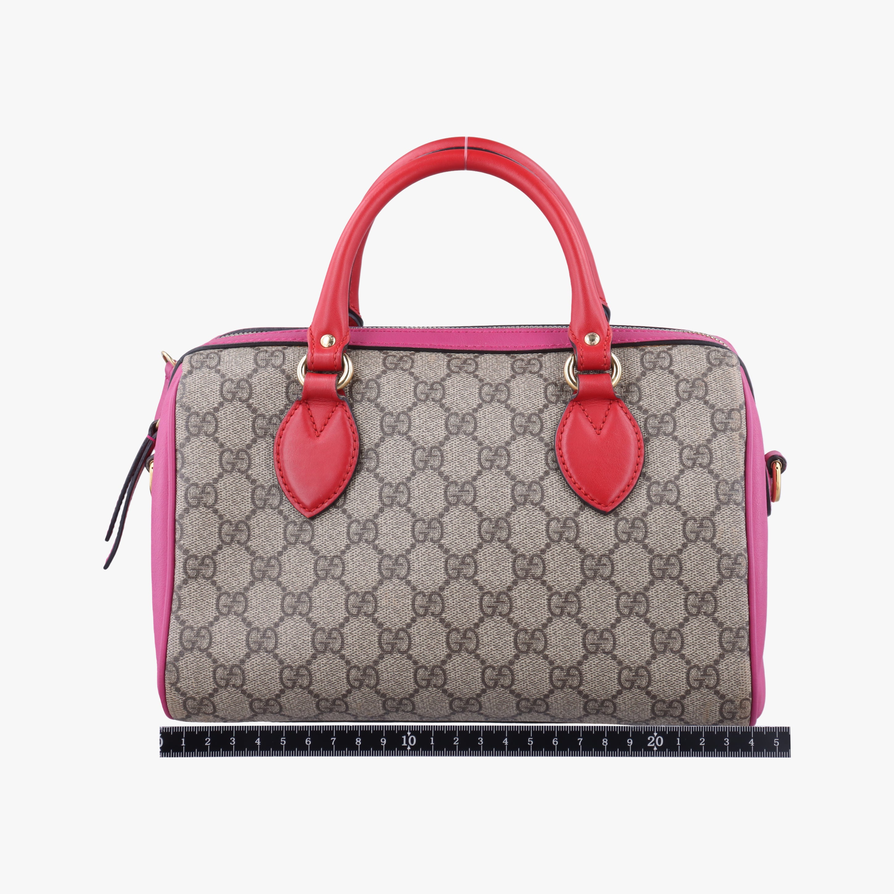 Pre-owned Gucci GG SUPREME beige×red×pink PVC coated canvas 409529 shoulderbag | stylenewstar