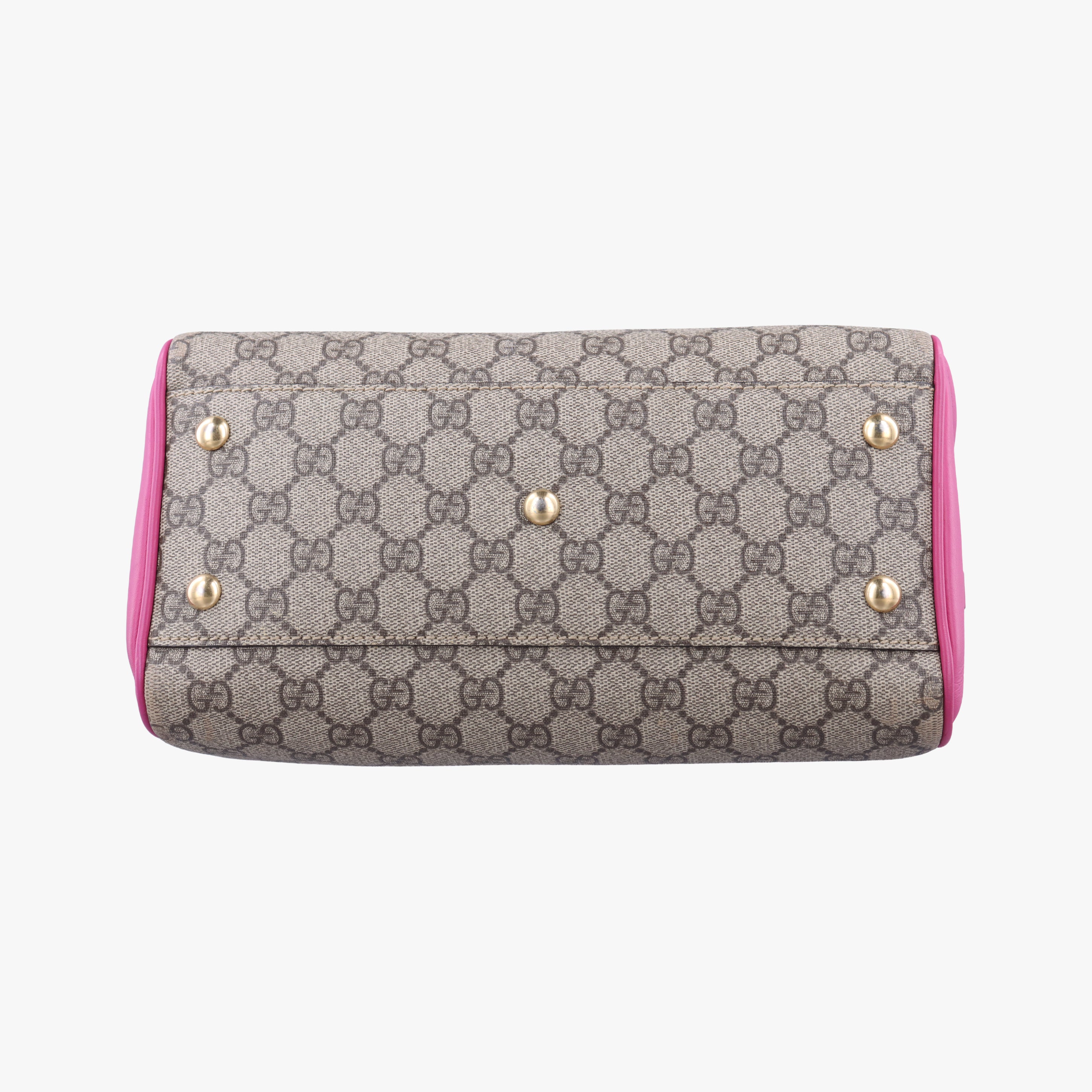 Pre-owned Gucci GG SUPREME beige×red×pink PVC coated canvas 409529 shoulderbag | stylenewstar