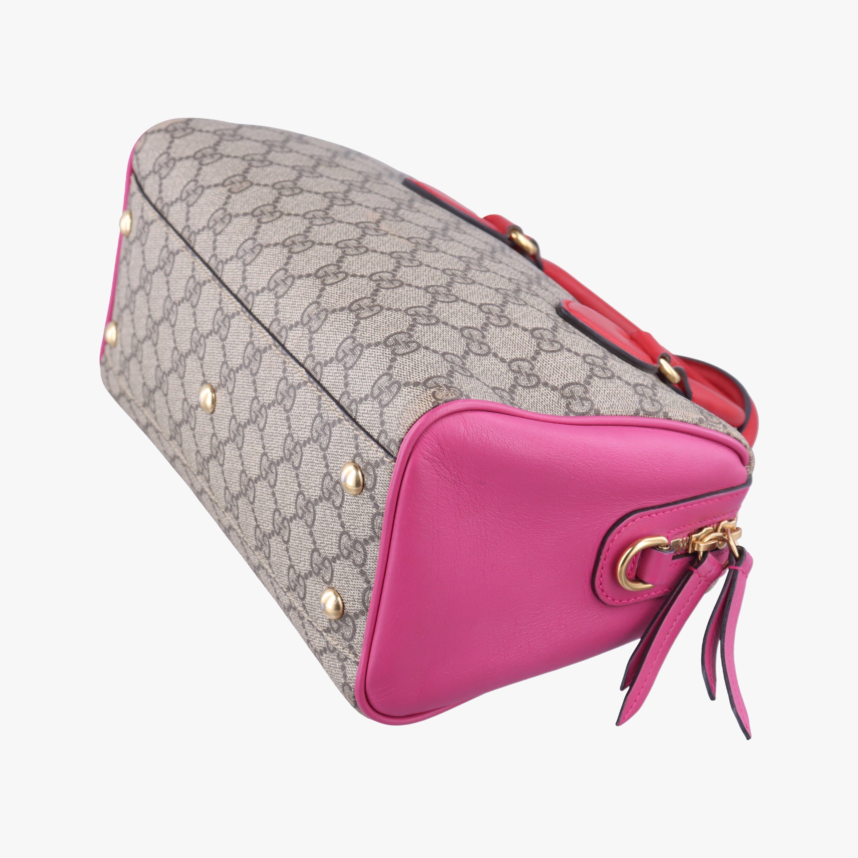 Pre-owned Gucci GG SUPREME beige×red×pink PVC coated canvas 409529 shoulderbag | stylenewstar