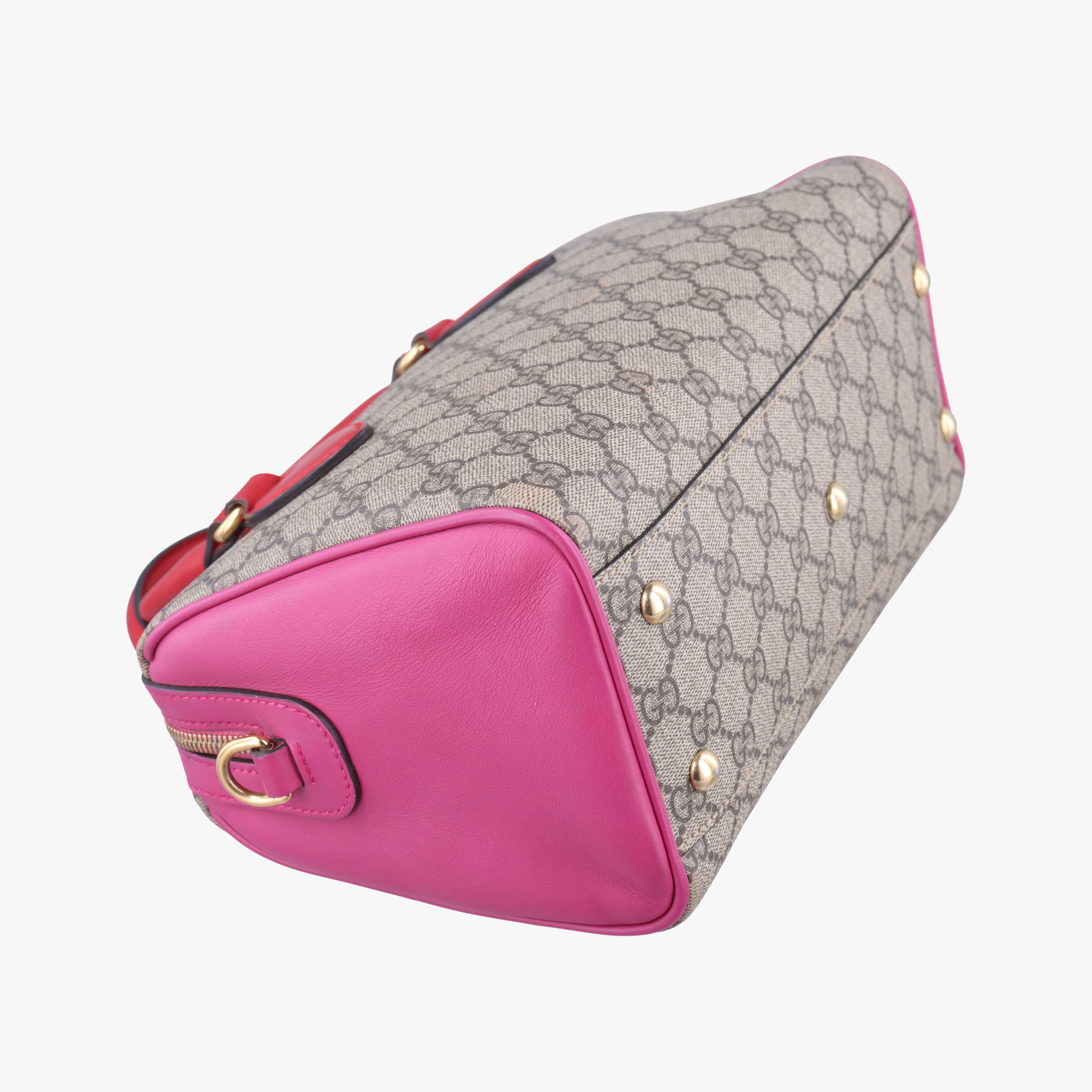 Pre-owned Gucci GG SUPREME beige×red×pink PVC coated canvas 409529 shoulderbag | stylenewstar