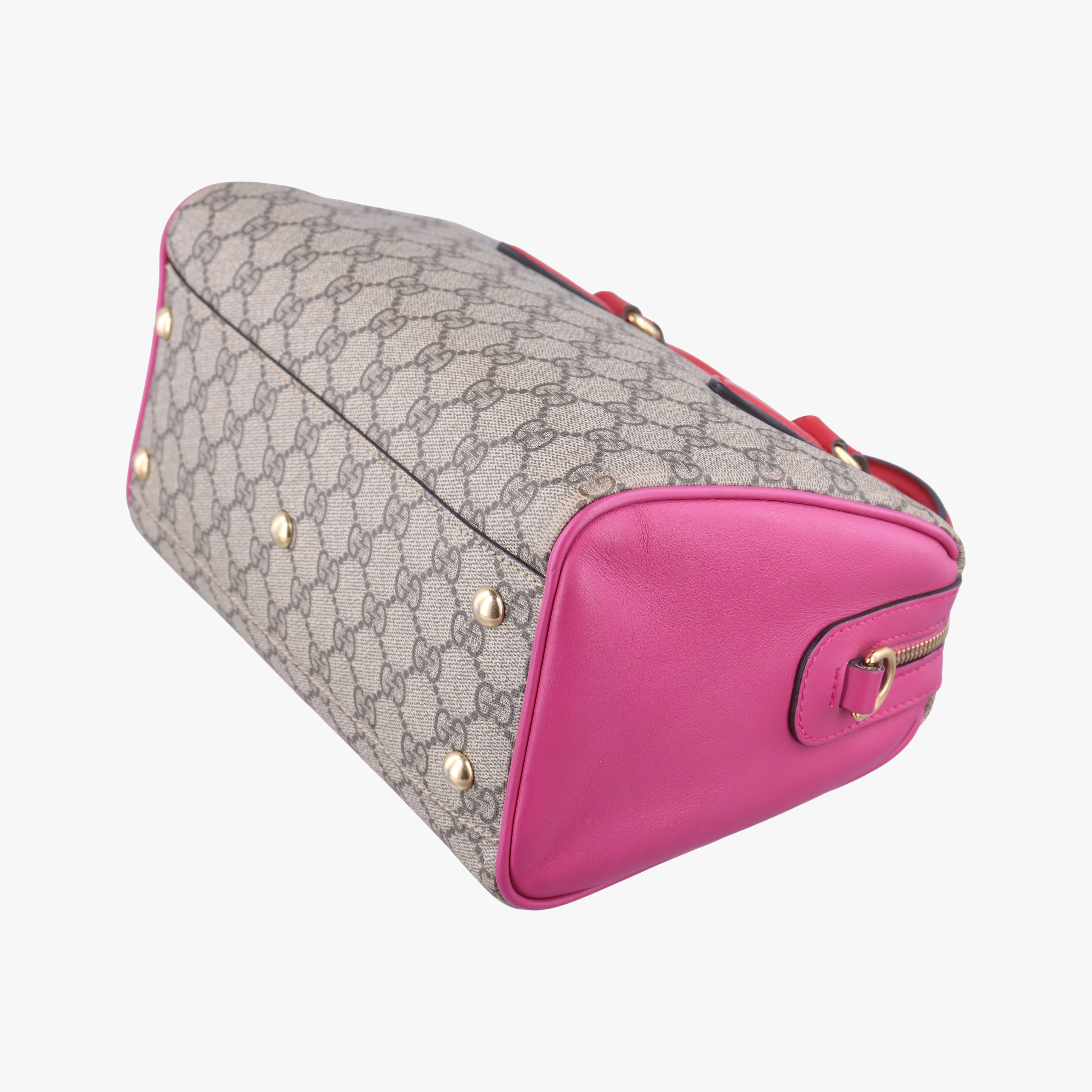 Pre-owned Gucci GG SUPREME beige×red×pink PVC coated canvas 409529 shoulderbag | stylenewstar