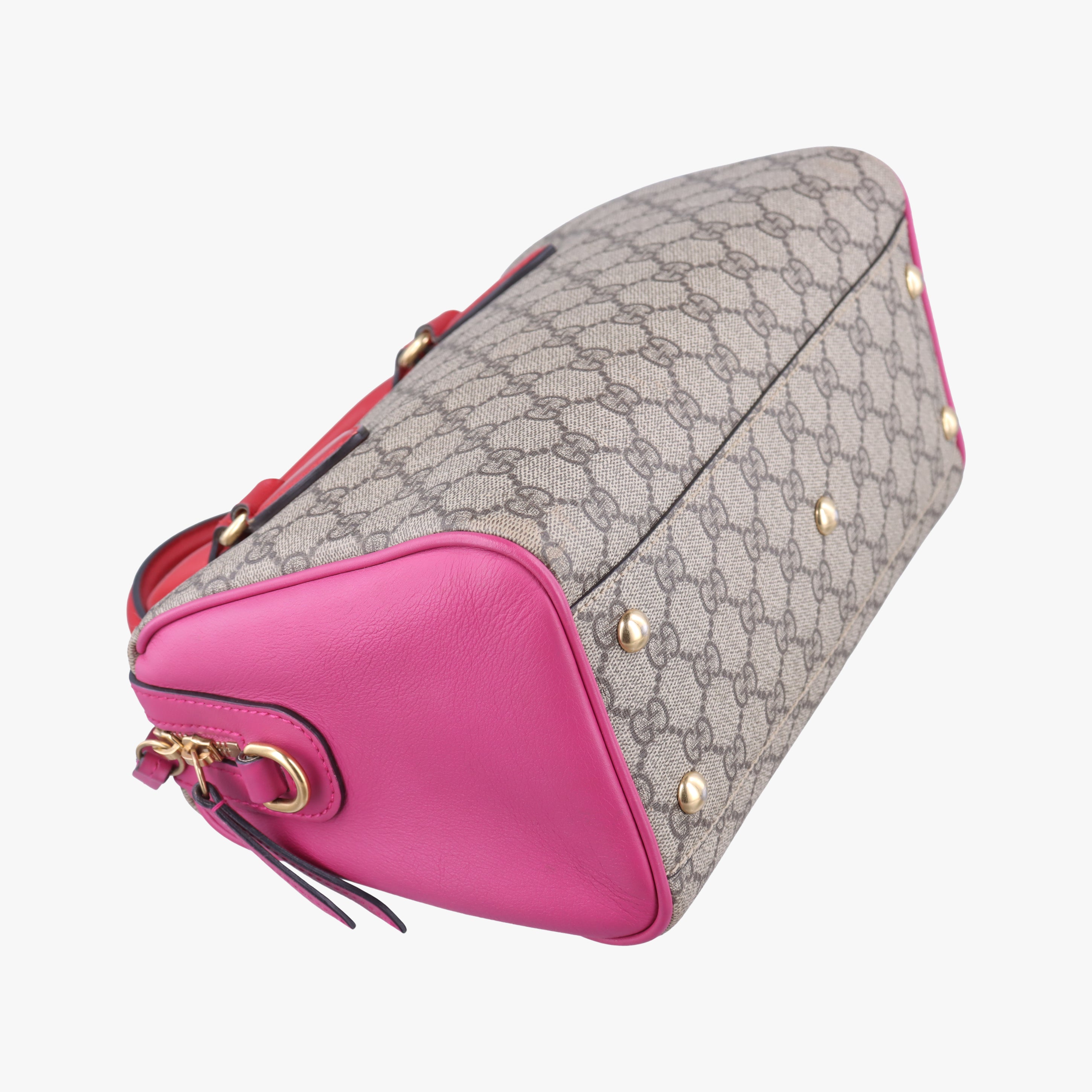 Pre-owned Gucci GG SUPREME beige×red×pink PVC coated canvas 409529 shoulderbag | stylenewstar
