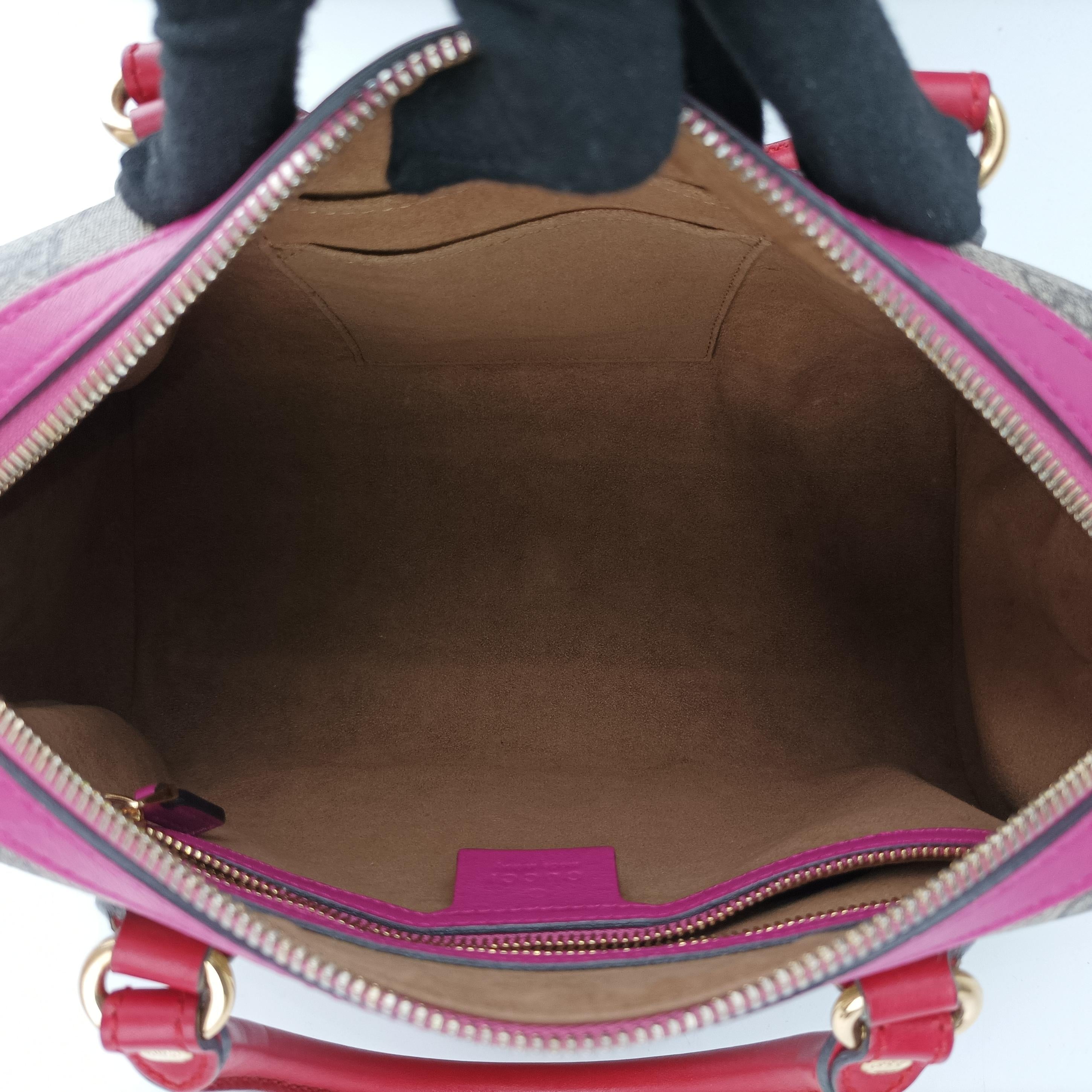 Pre-owned Gucci GG SUPREME beige×red×pink PVC coated canvas 409529 shoulderbag | stylenewstar