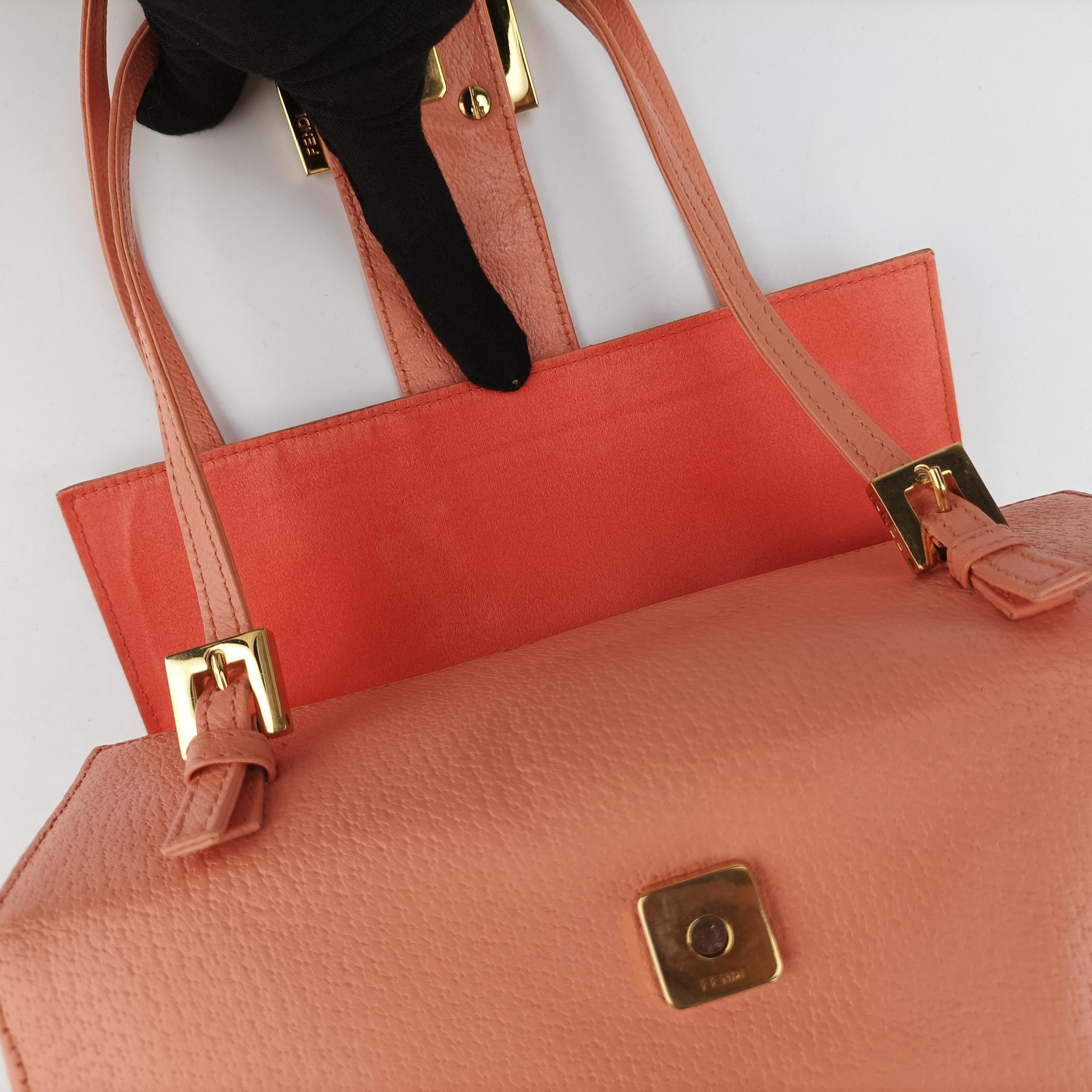 Pre-owned Fendi FF Zucca Orange Leather 101633 handbag | stylenewstar