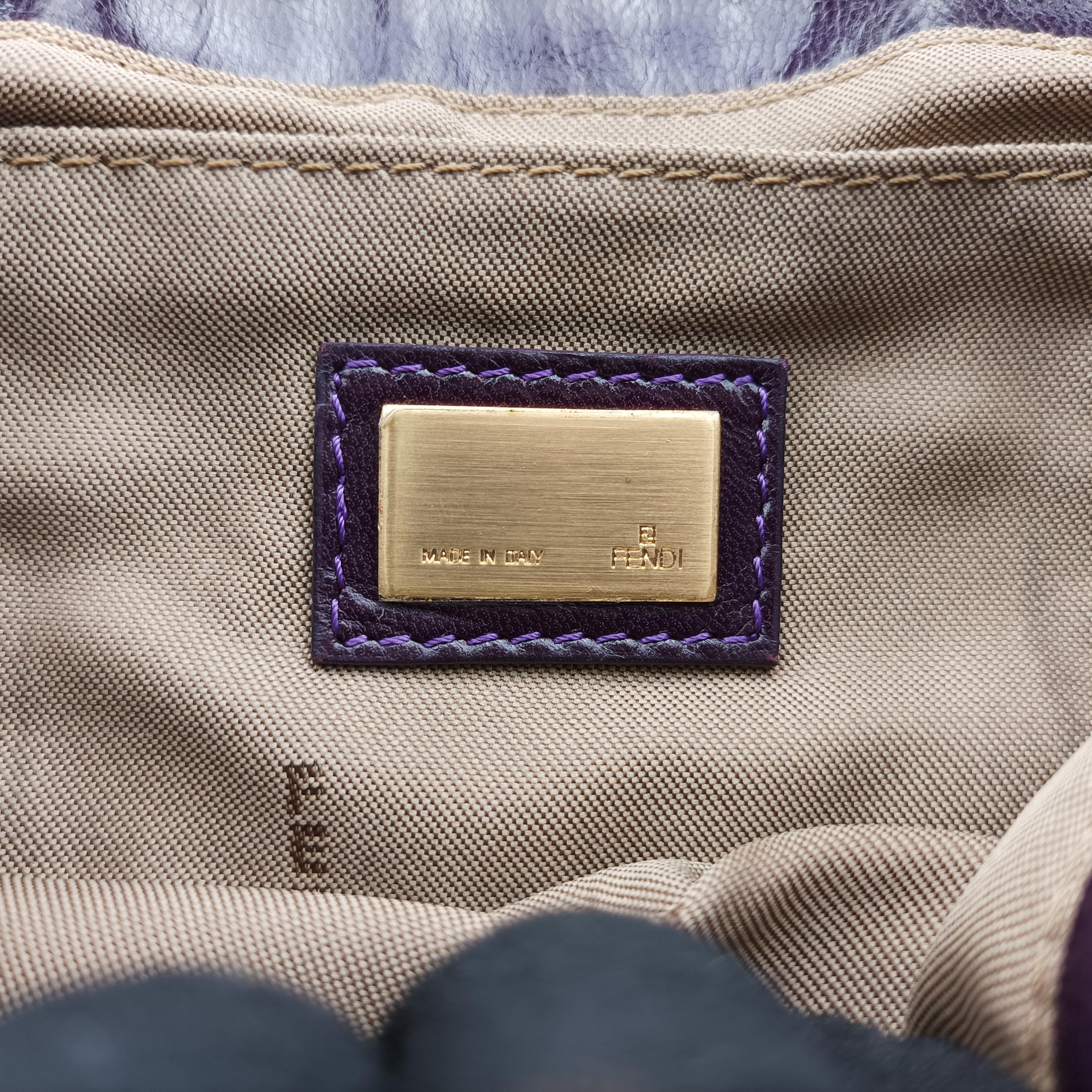 Pre-owned Fendi Zucchino Purple x Multicolor canvas×leather 2579-8 handbag | stylenewstar