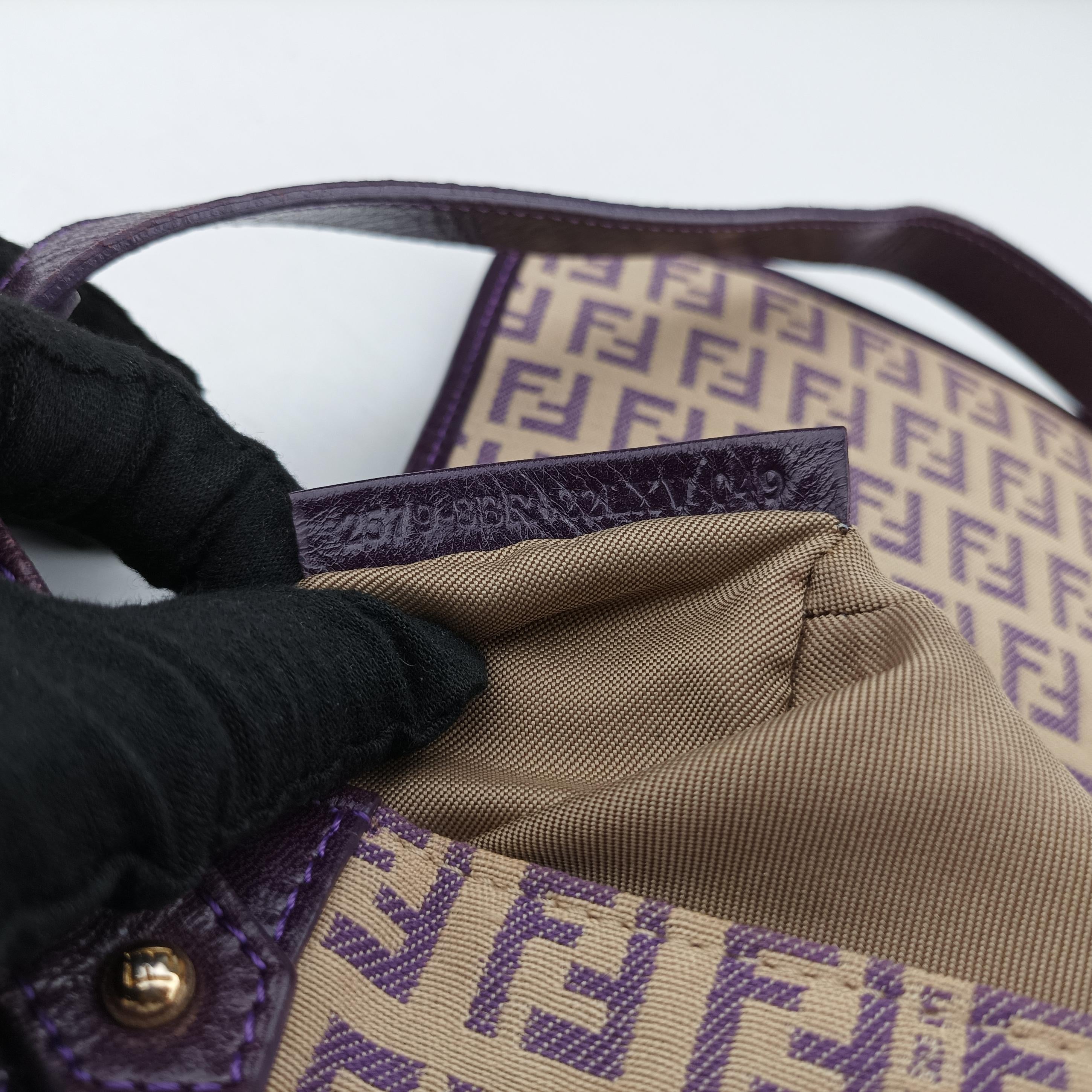 Pre-owned Fendi Zucchino Purple x Multicolor canvas×leather 2579-8 handbag | stylenewstar