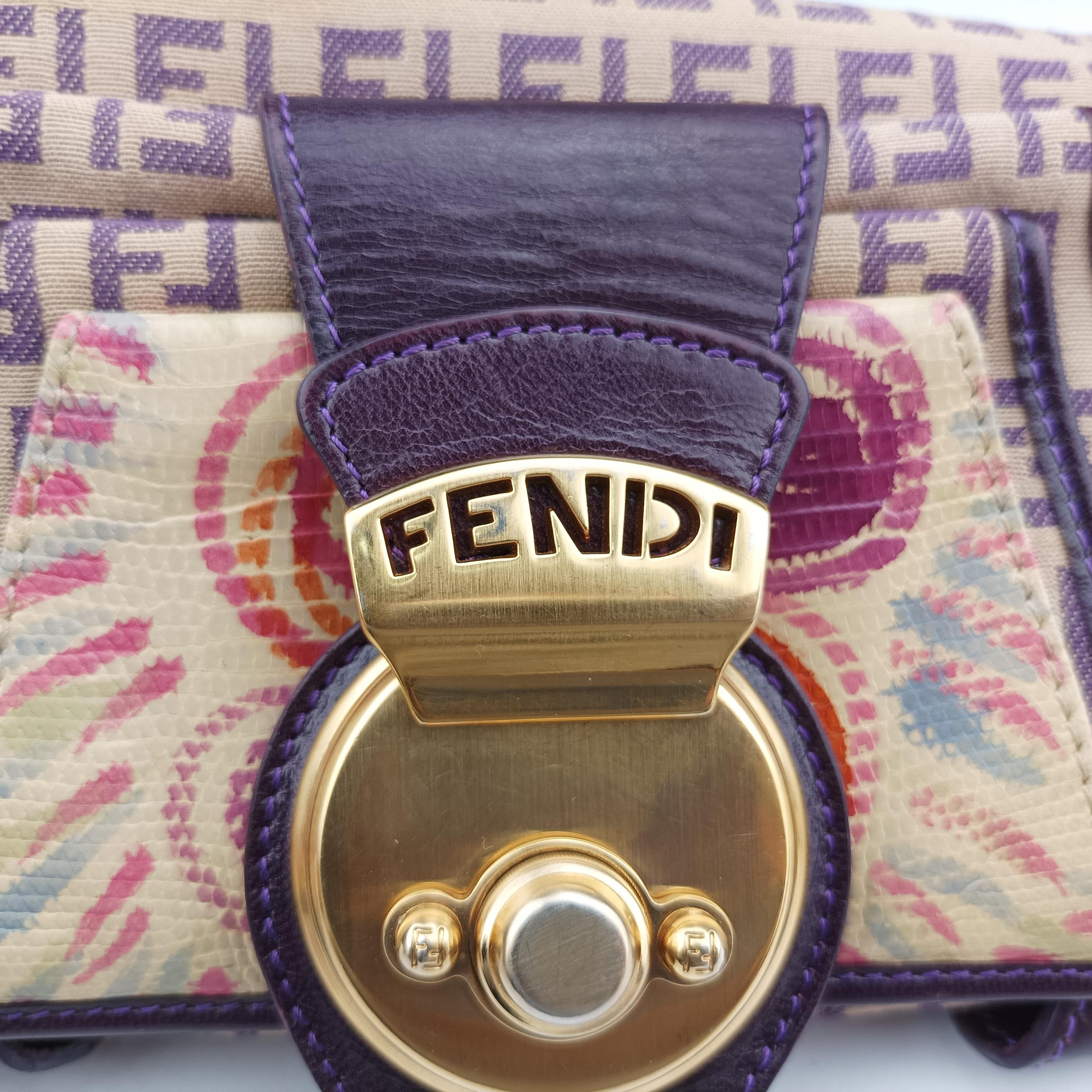 Pre-owned Fendi Zucchino Purple x Multicolor canvas×leather 2579-8 handbag | stylenewstar