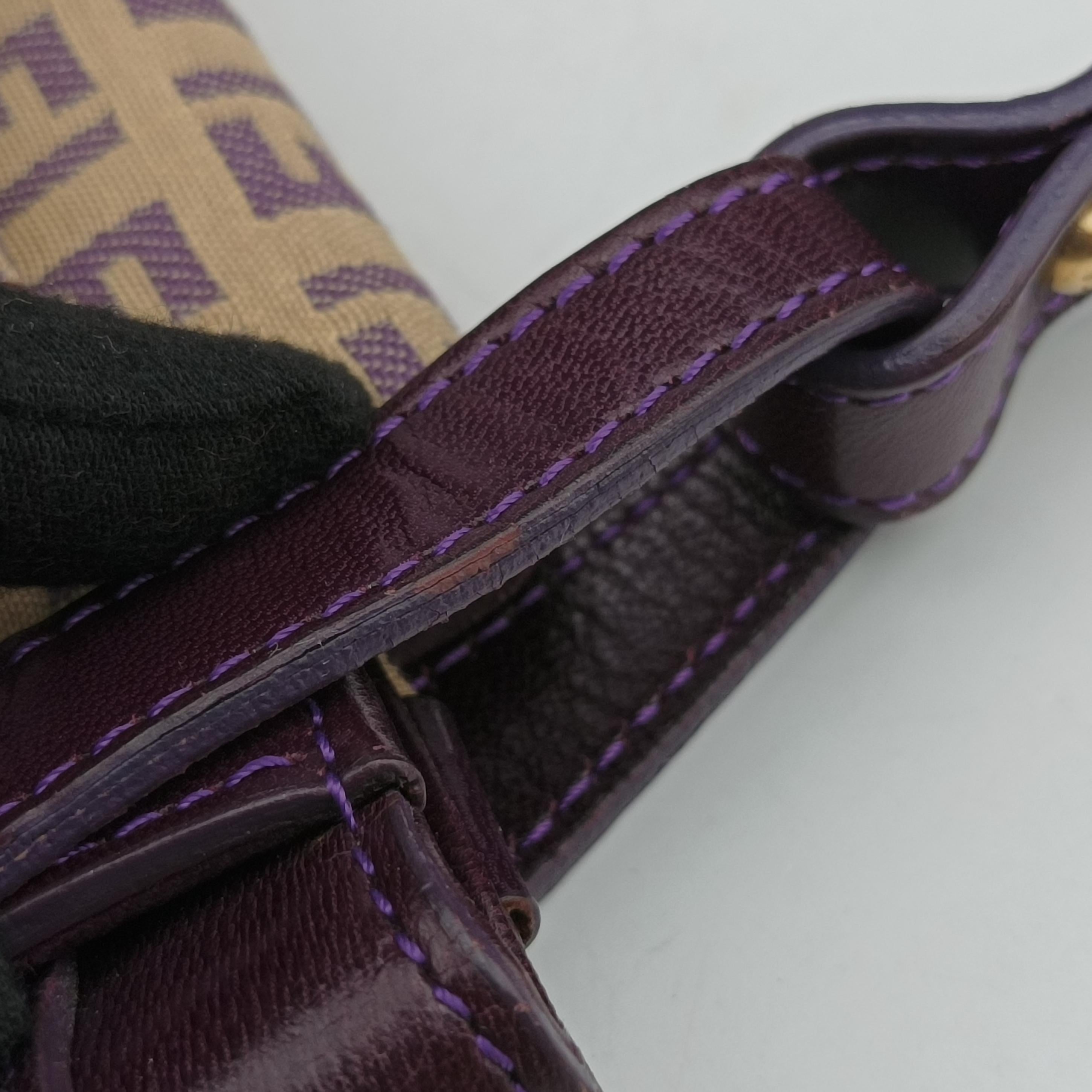 Pre-owned Fendi Zucchino Purple x Multicolor canvas×leather 2579-8 handbag | stylenewstar