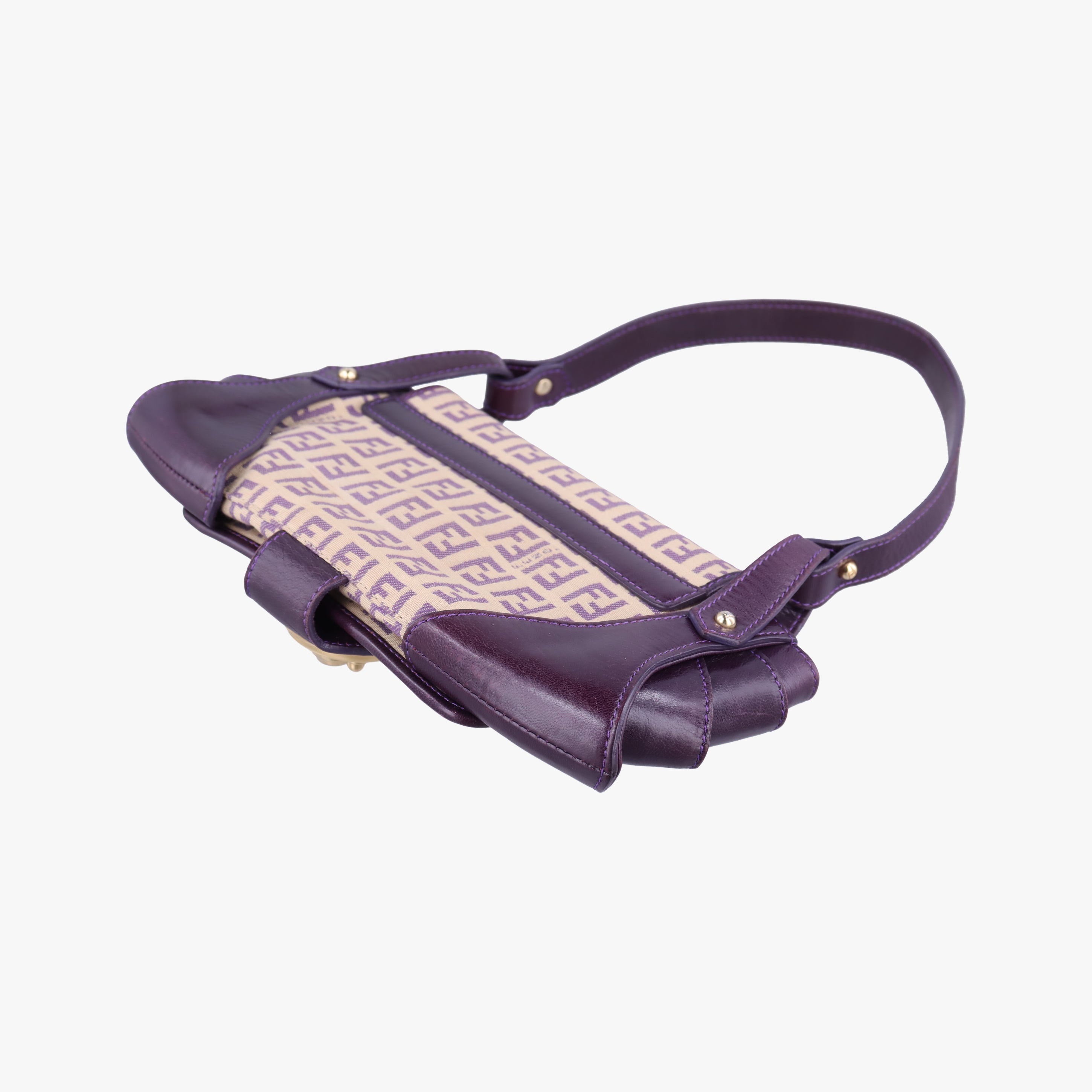 Pre-owned Fendi Zucchino Purple x Multicolor canvas×leather 2579-8 handbag | stylenewstar