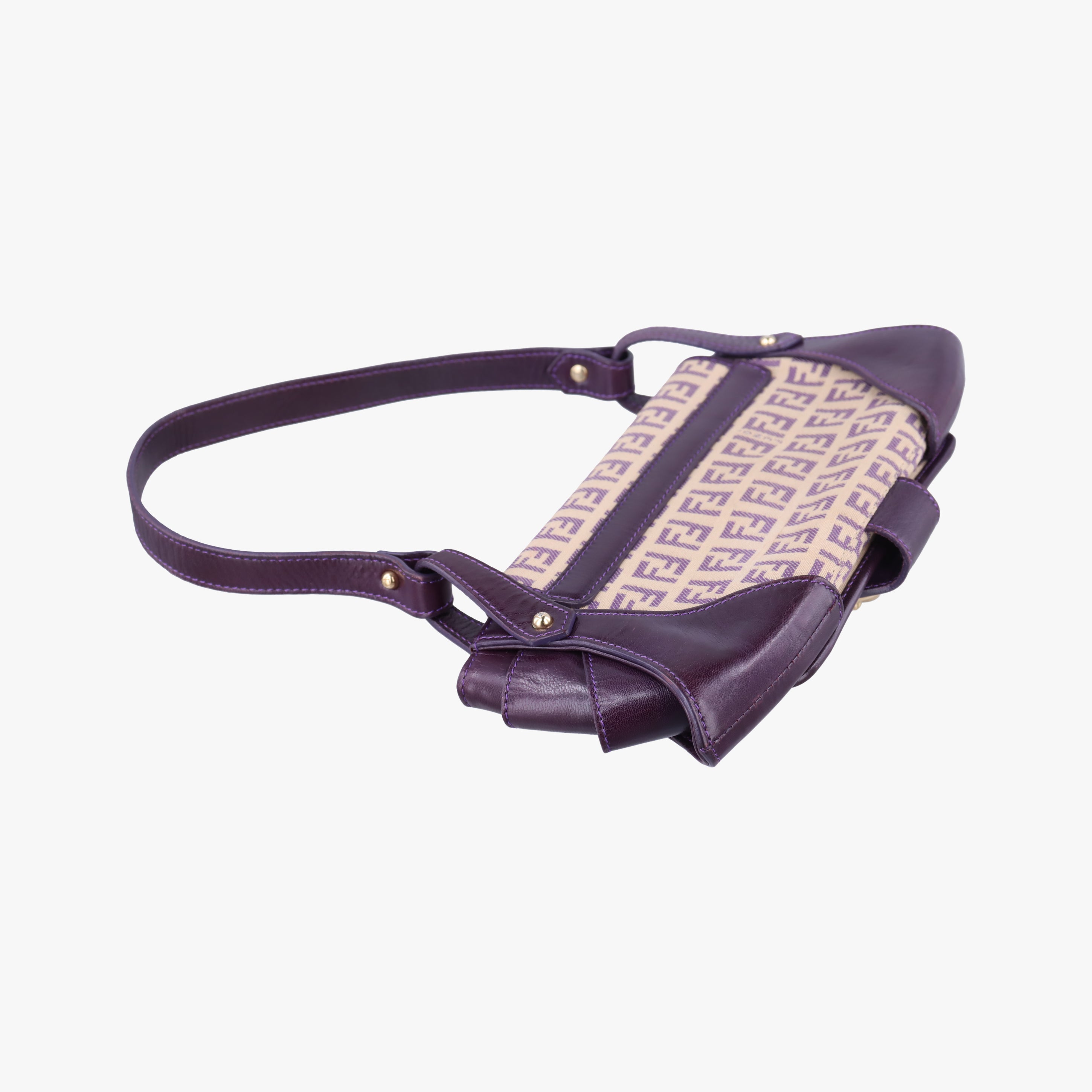 Pre-owned Fendi Zucchino Purple x Multicolor canvas×leather 2579-8 handbag | stylenewstar