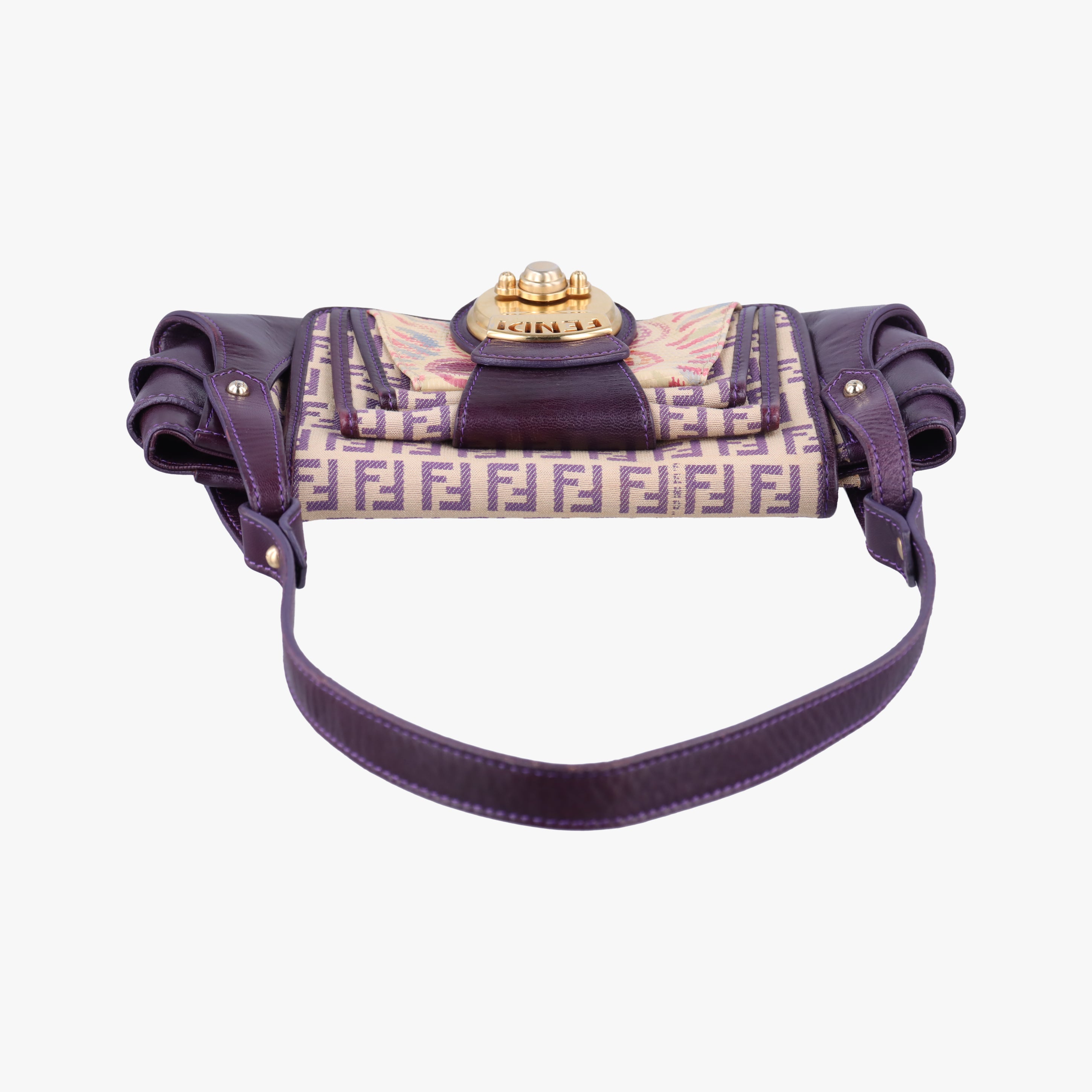 Pre-owned Fendi Zucchino Purple x Multicolor canvas×leather 2579-8 handbag | stylenewstar