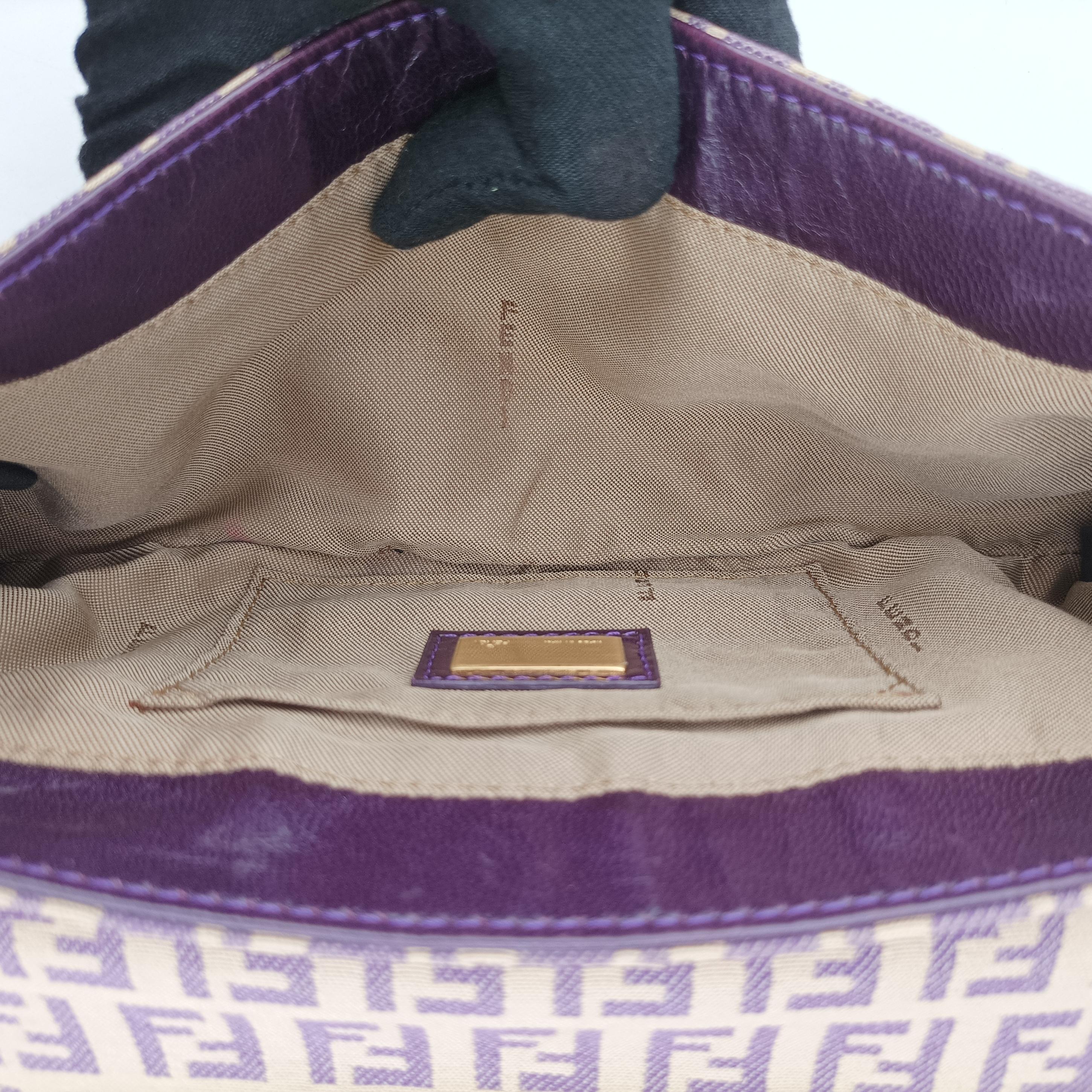 Pre-owned Fendi Zucchino Purple x Multicolor canvas×leather 2579-8 handbag | stylenewstar