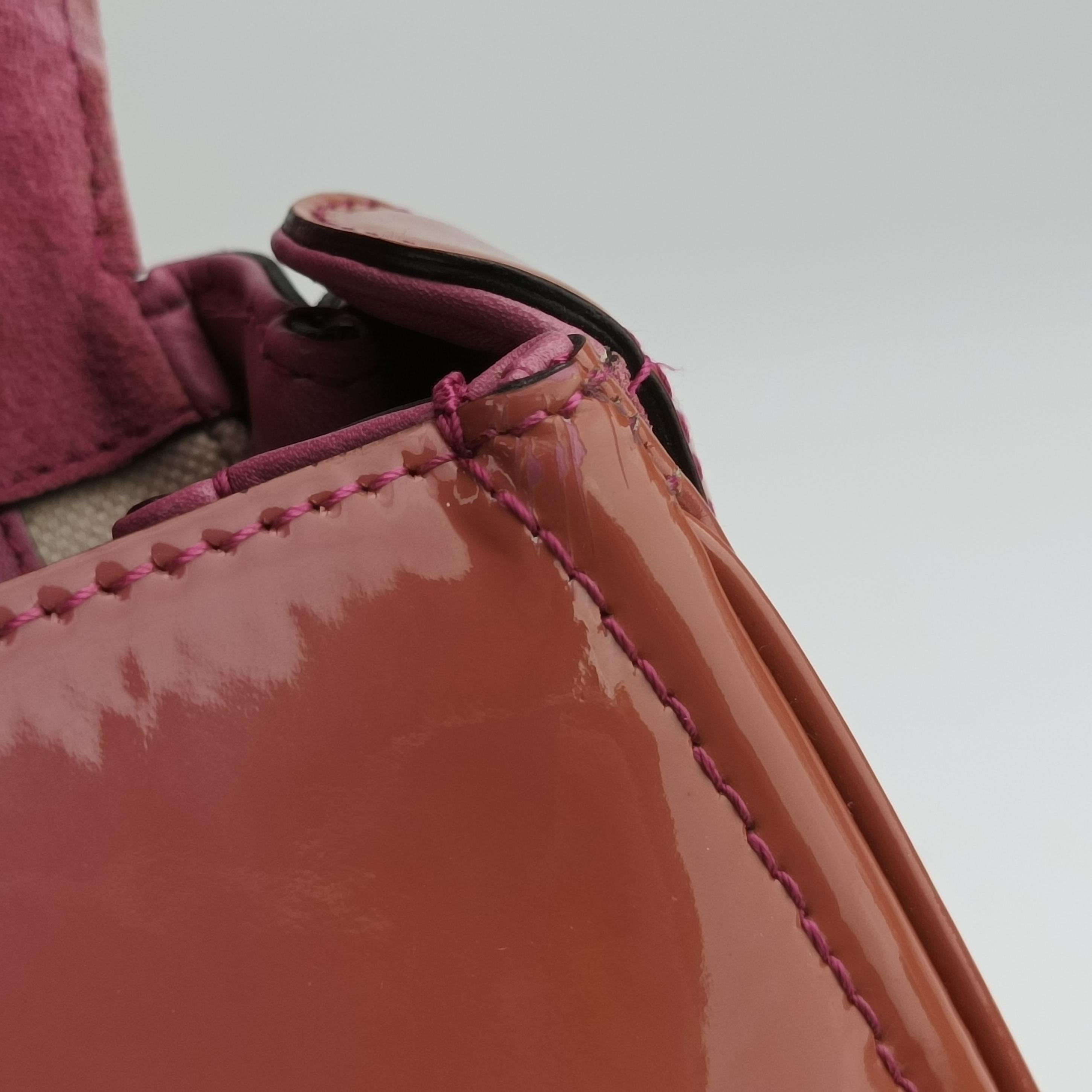 Pre-owned Gucci New Bamboo Orange Patent 254884 shoulderbag | stylenewstar