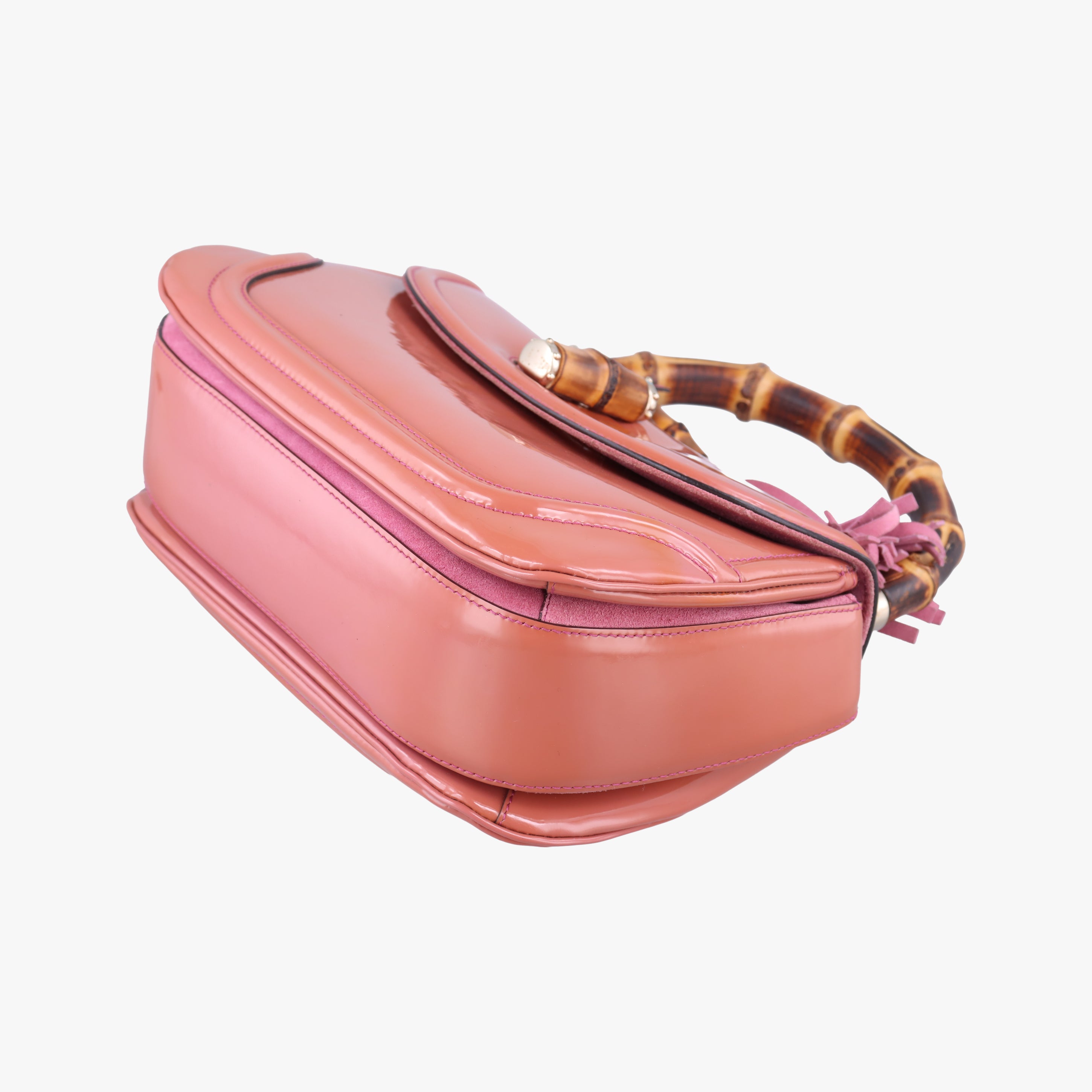 Pre-owned Gucci New Bamboo Orange Patent 254884 shoulderbag | stylenewstar